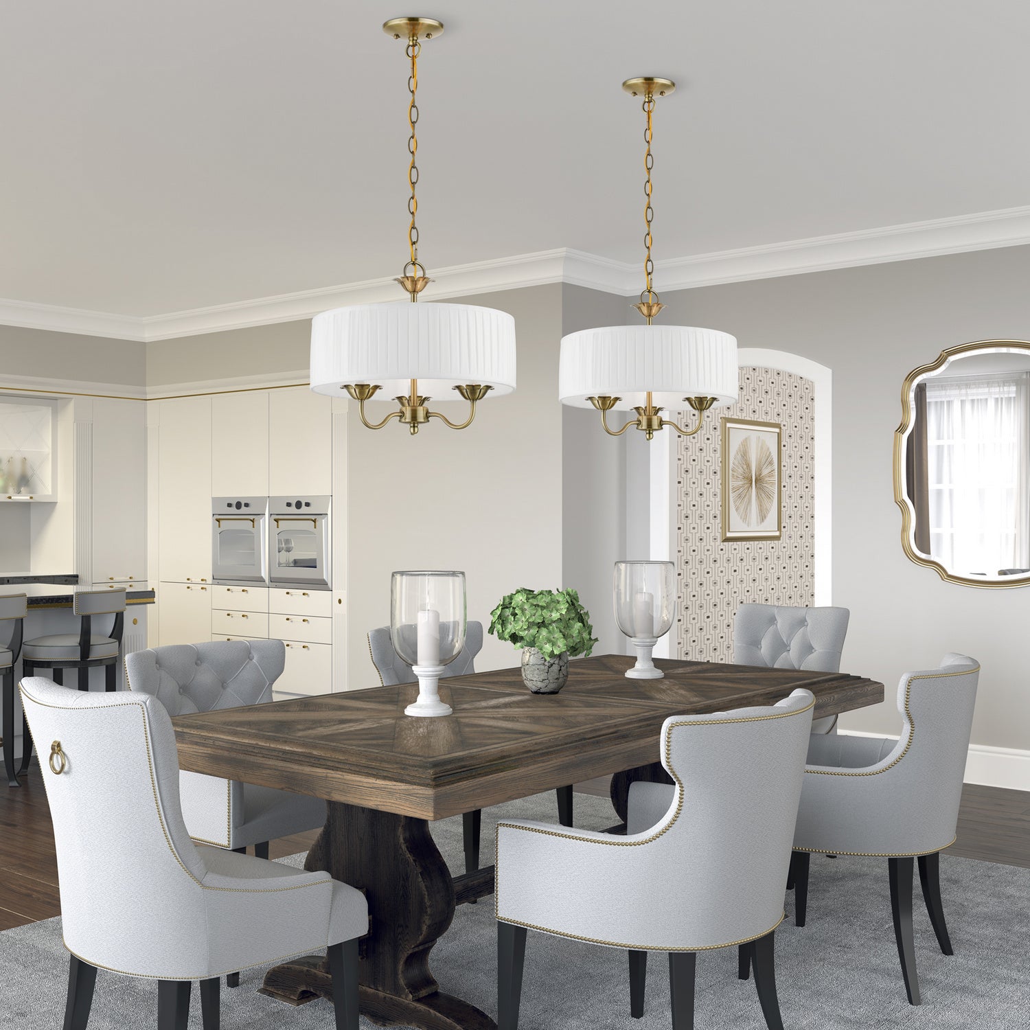 Livex Lighting - 41773-01 - Three Light Pendant - Edinburgh - Antique Brass