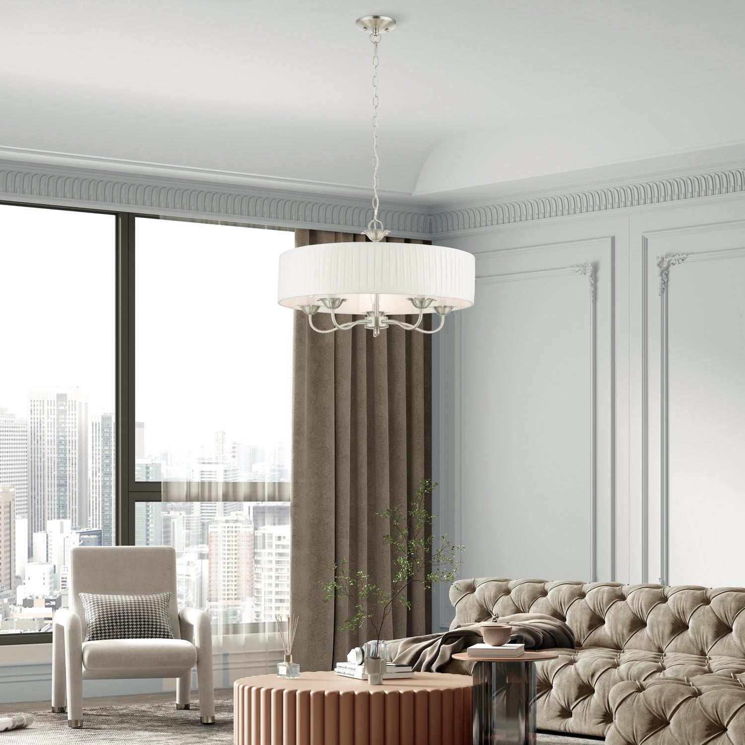 Livex Lighting - 41775-91 - Five Light Pendant - Edinburgh - Brushed Nickel