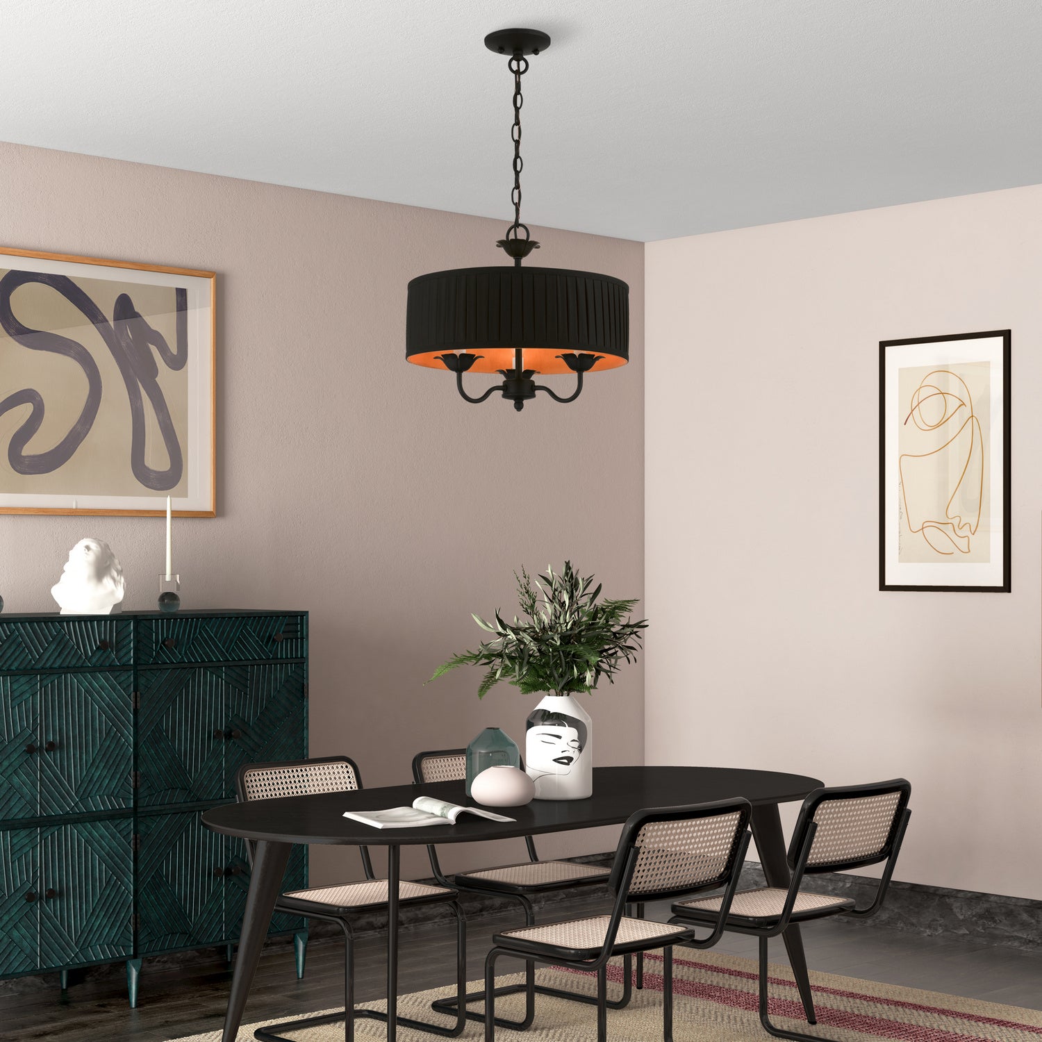 Livex Lighting - 41863-04 - Three Light Pendant - Harrington - Black