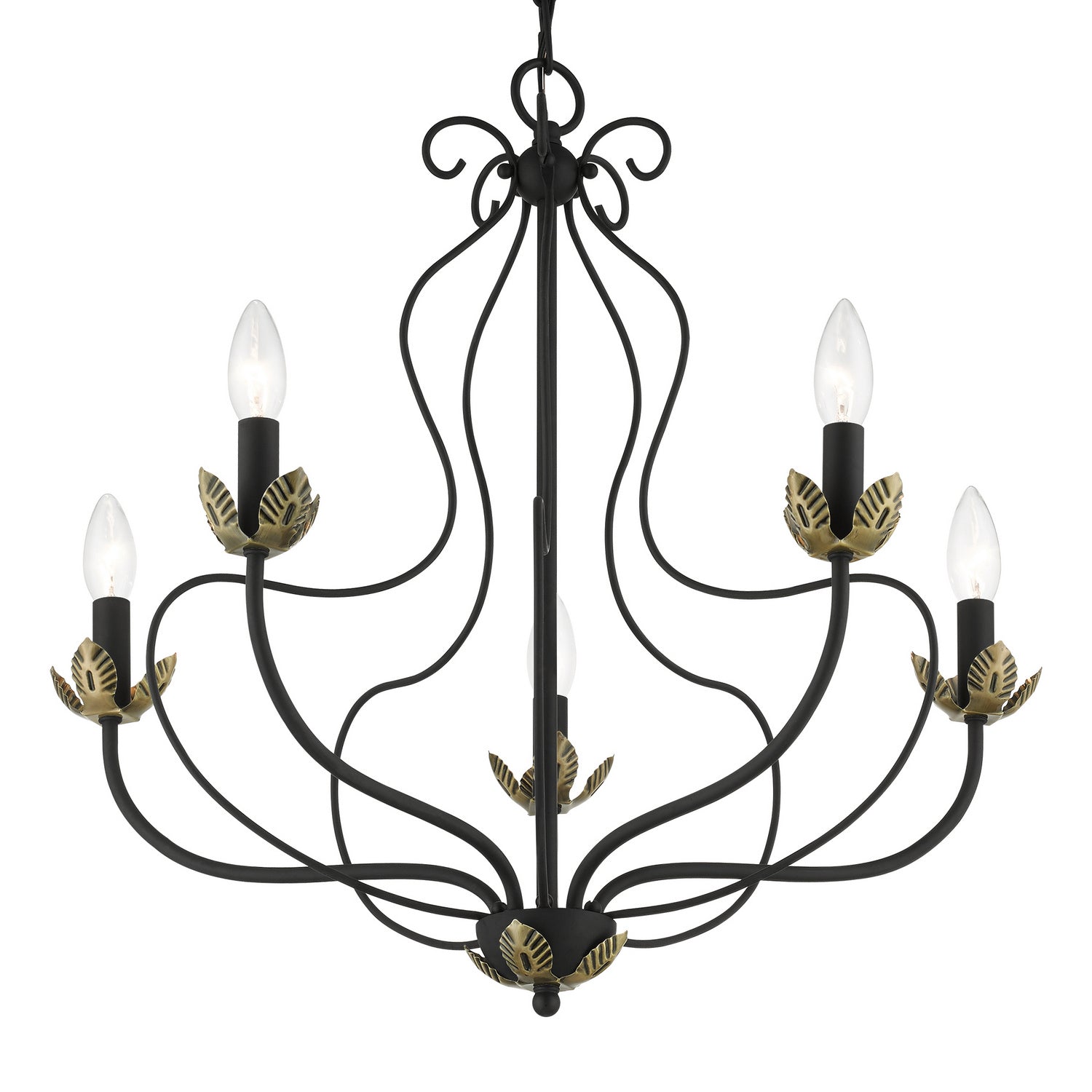 Livex Lighting - 42905-04 - Five Light Chandelier - Katarina - Black w/ Antique Brasss