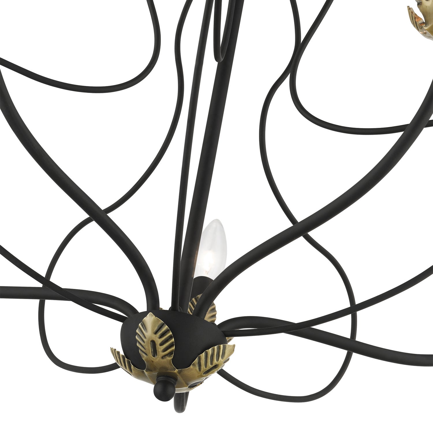 Livex Lighting - 42905-04 - Five Light Chandelier - Katarina - Black w/ Antique Brasss