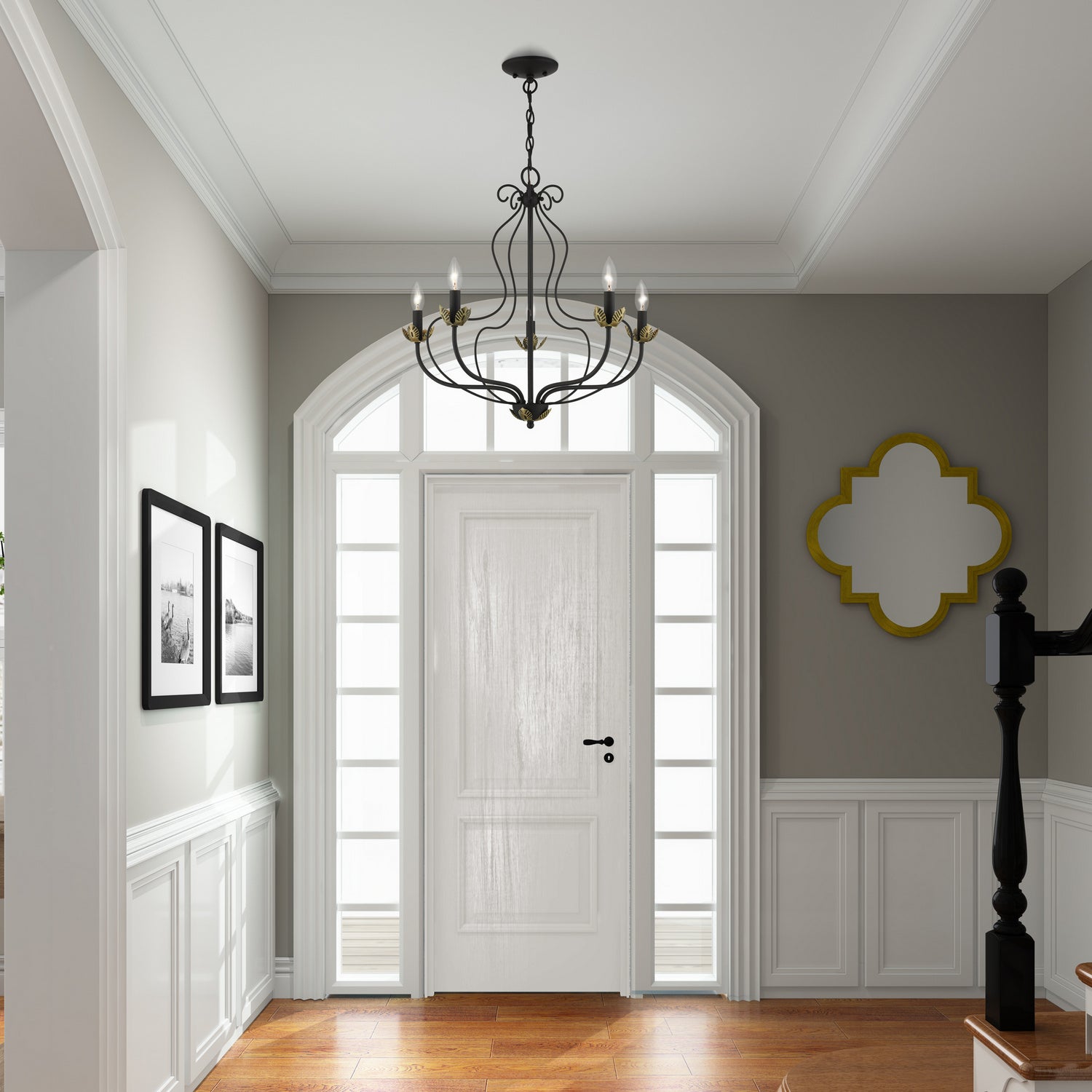 Livex Lighting - 42905-04 - Five Light Chandelier - Katarina - Black w/ Antique Brasss