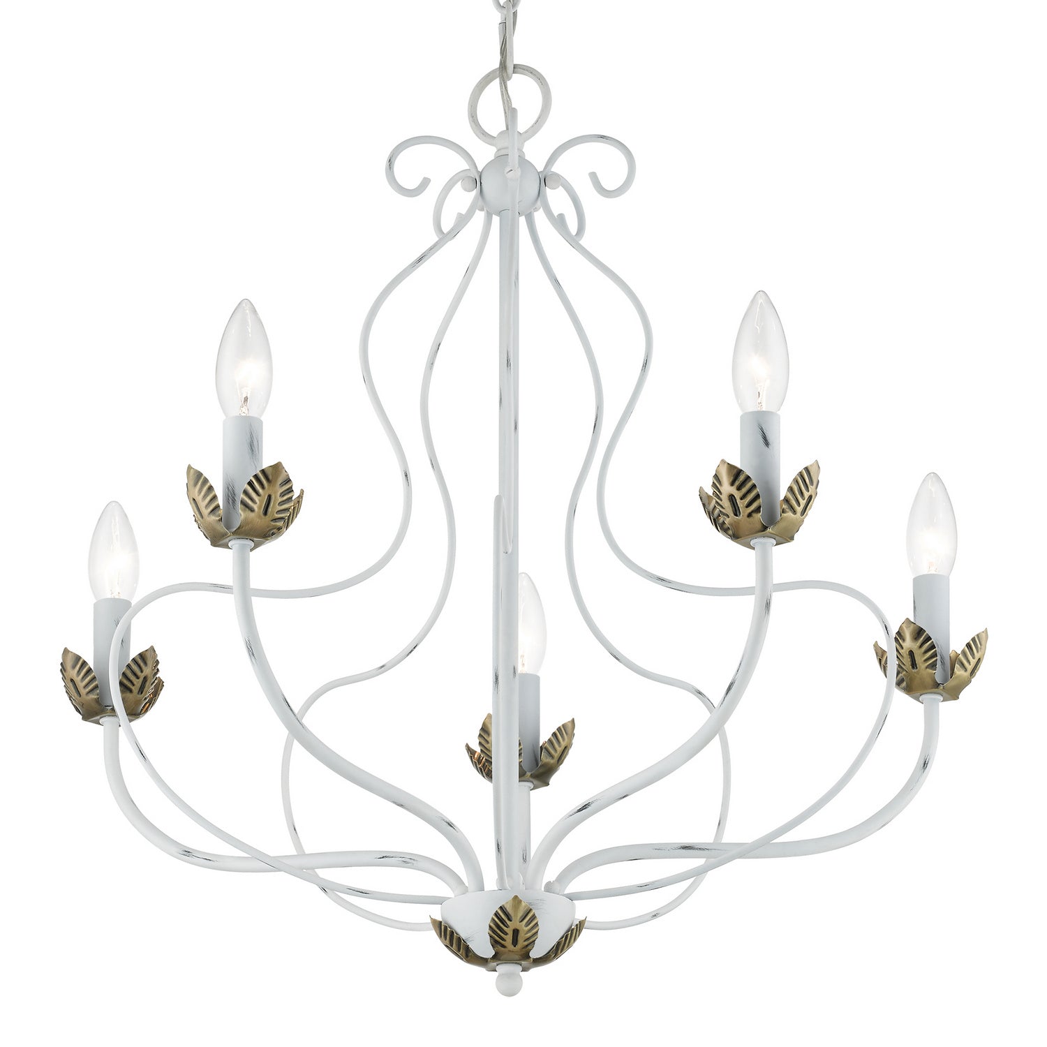 Livex Lighting - 42905-60 - Five Light Chandelier - Katarina - Antique White w/ Antique Brasss