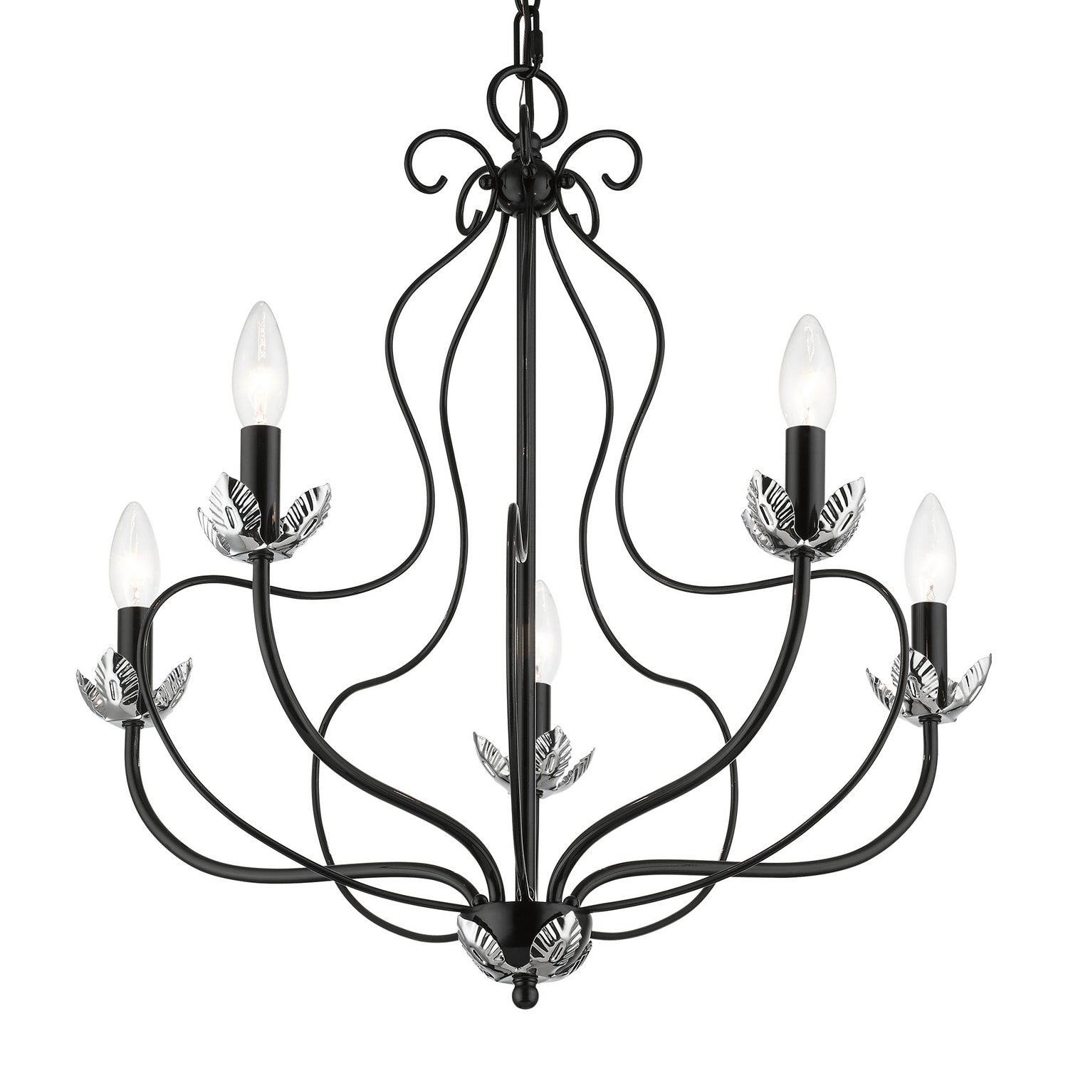 Livex Lighting - 42905-68 - Five Light Chandelier - Katarina - Shiny Black w/ Polished Chromes