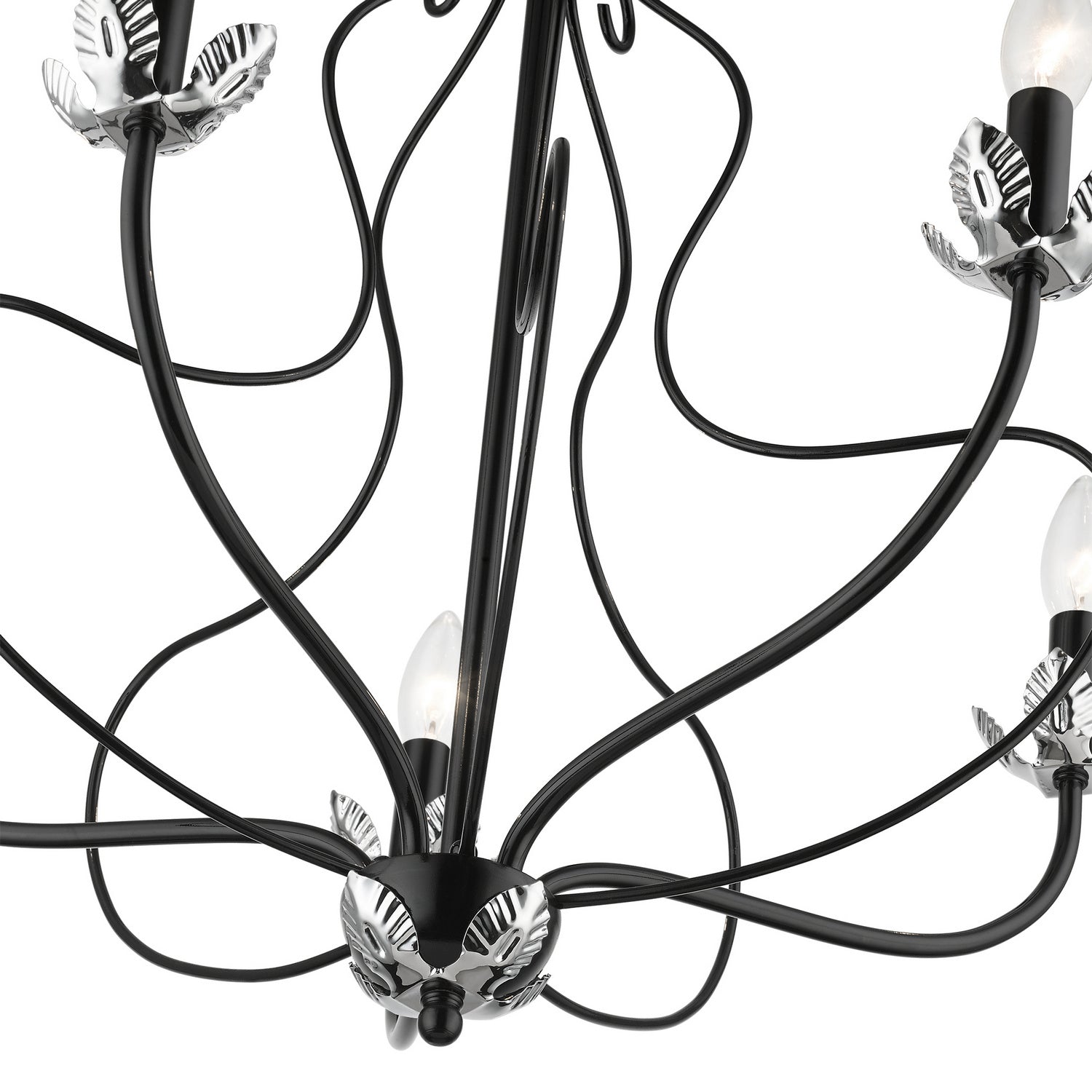 Livex Lighting - 42905-68 - Five Light Chandelier - Katarina - Shiny Black w/ Polished Chromes