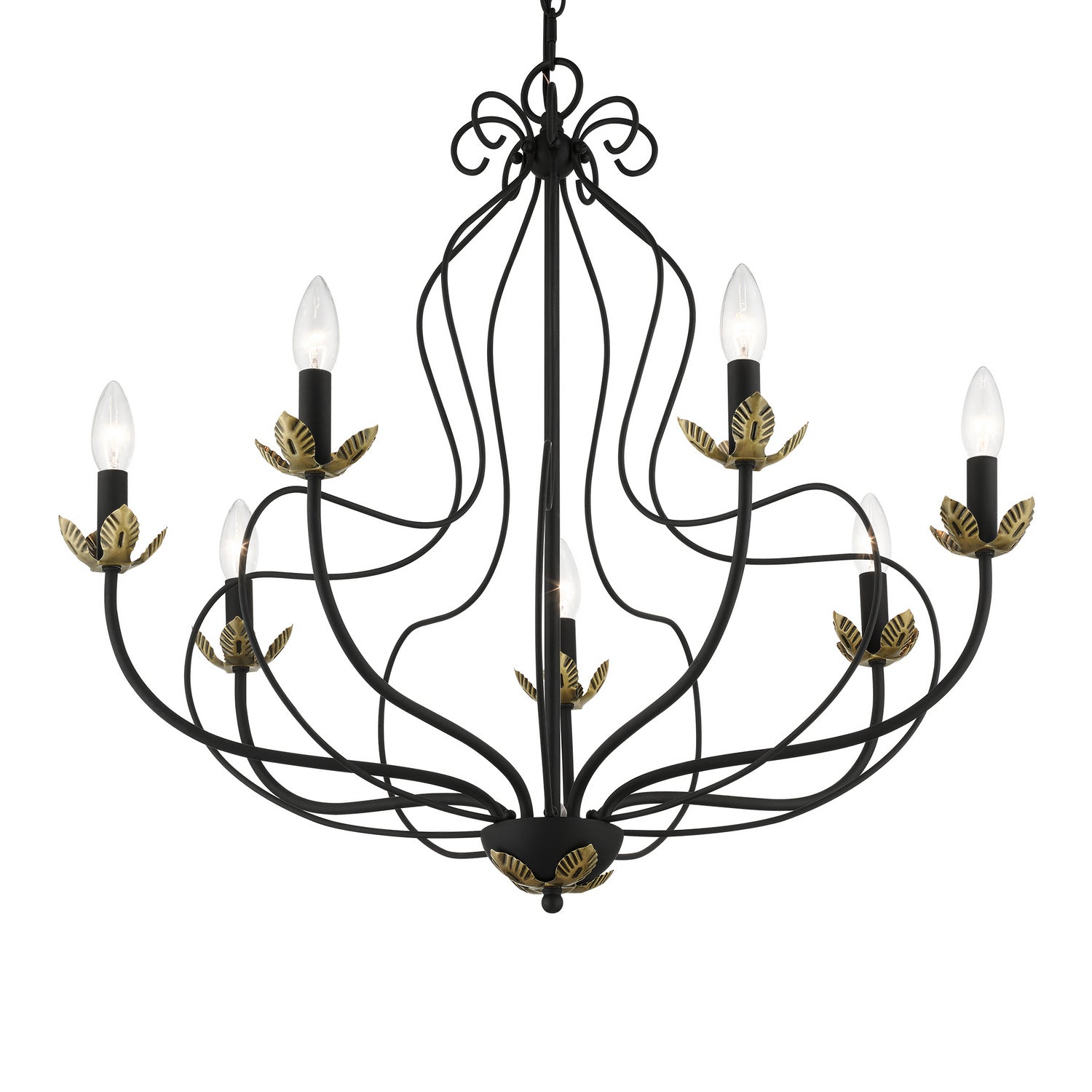 Livex Lighting - 42907-04 - Seven Light Chandelier - Katarina - Black w/ Antique Brasss