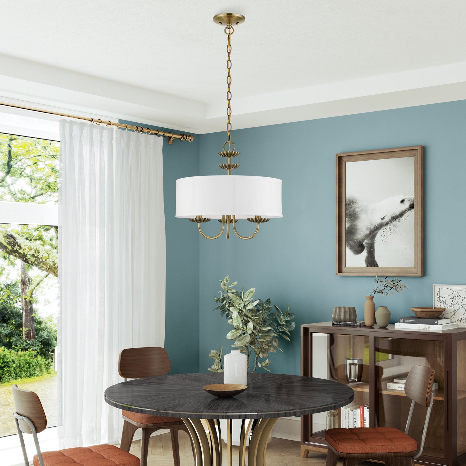 Livex Lighting - 42983-01 - Three Light Pendant - Brookdale - Antique Brass
