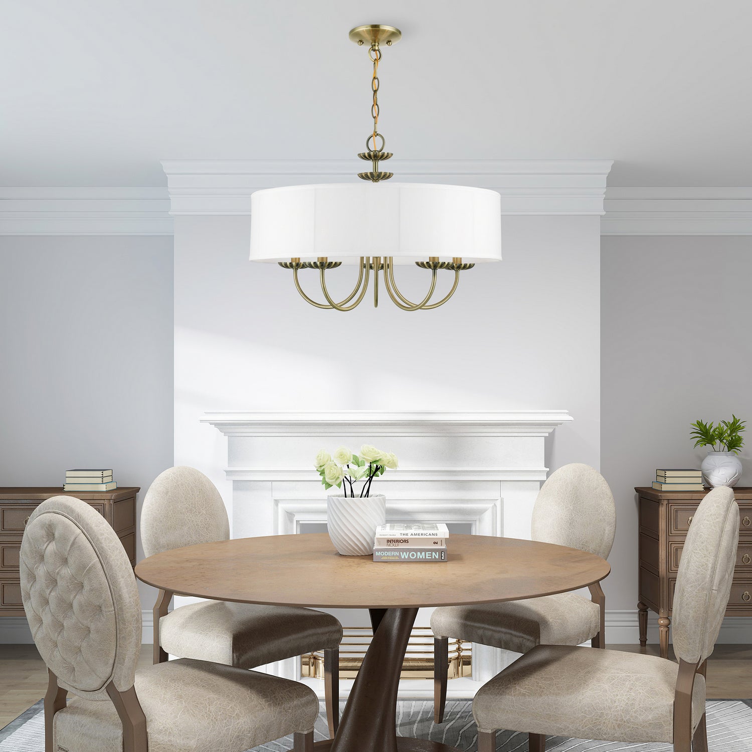 Livex Lighting - 42985-01 - Five Light Pendant - Brookdale - Antique Brass