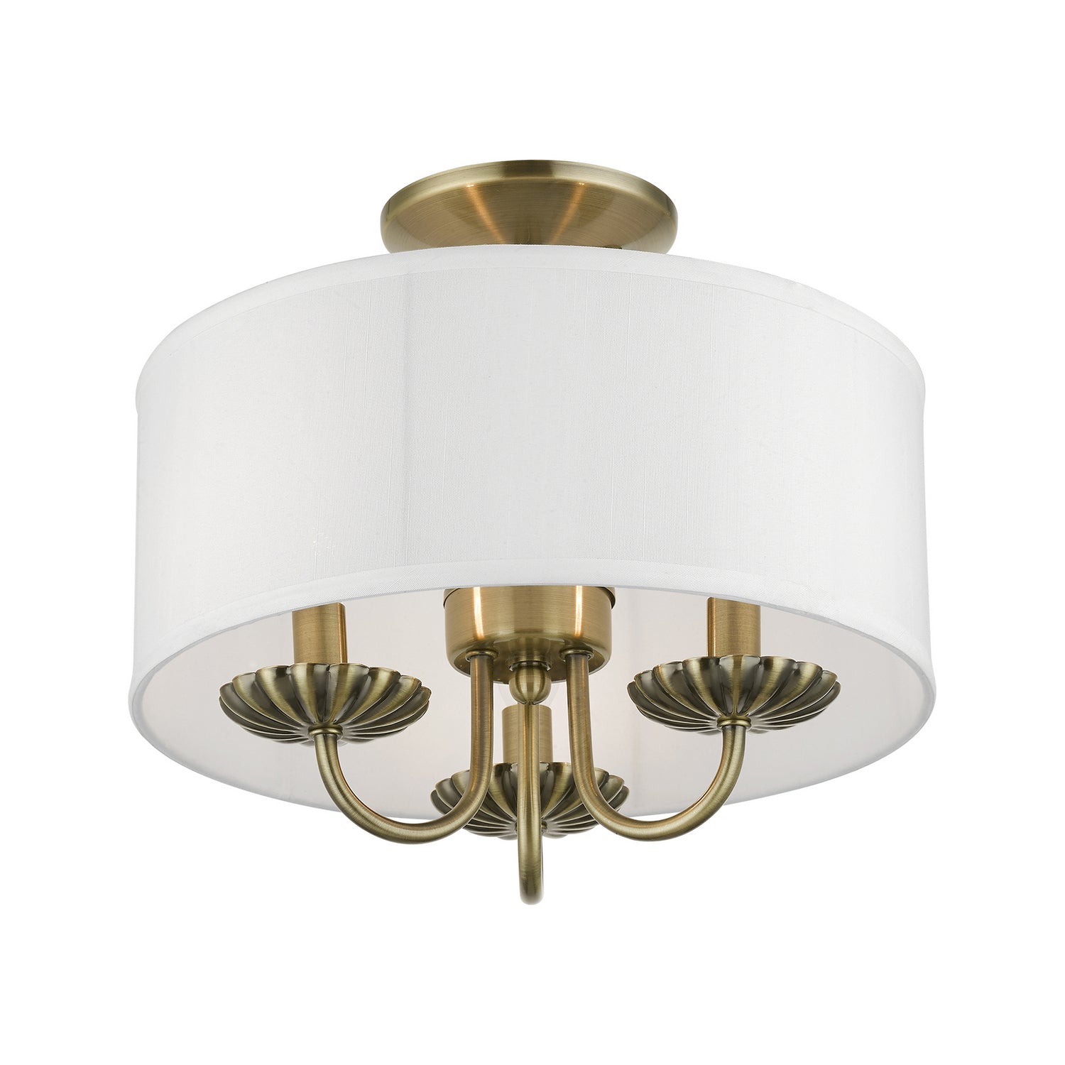 Livex Lighting - 42987-01 - Three Light Semi-Flush Mount - Brookdale - Antique Brass