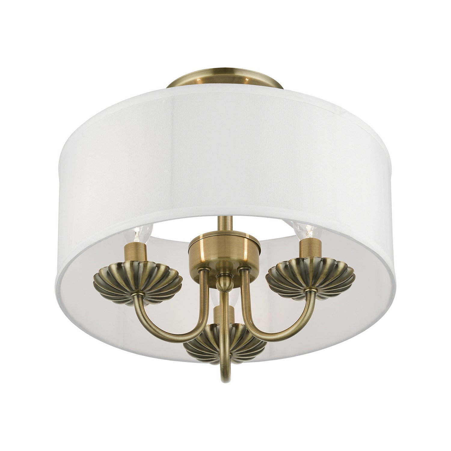 Livex Lighting - 42987-01 - Three Light Semi-Flush Mount - Brookdale - Antique Brass