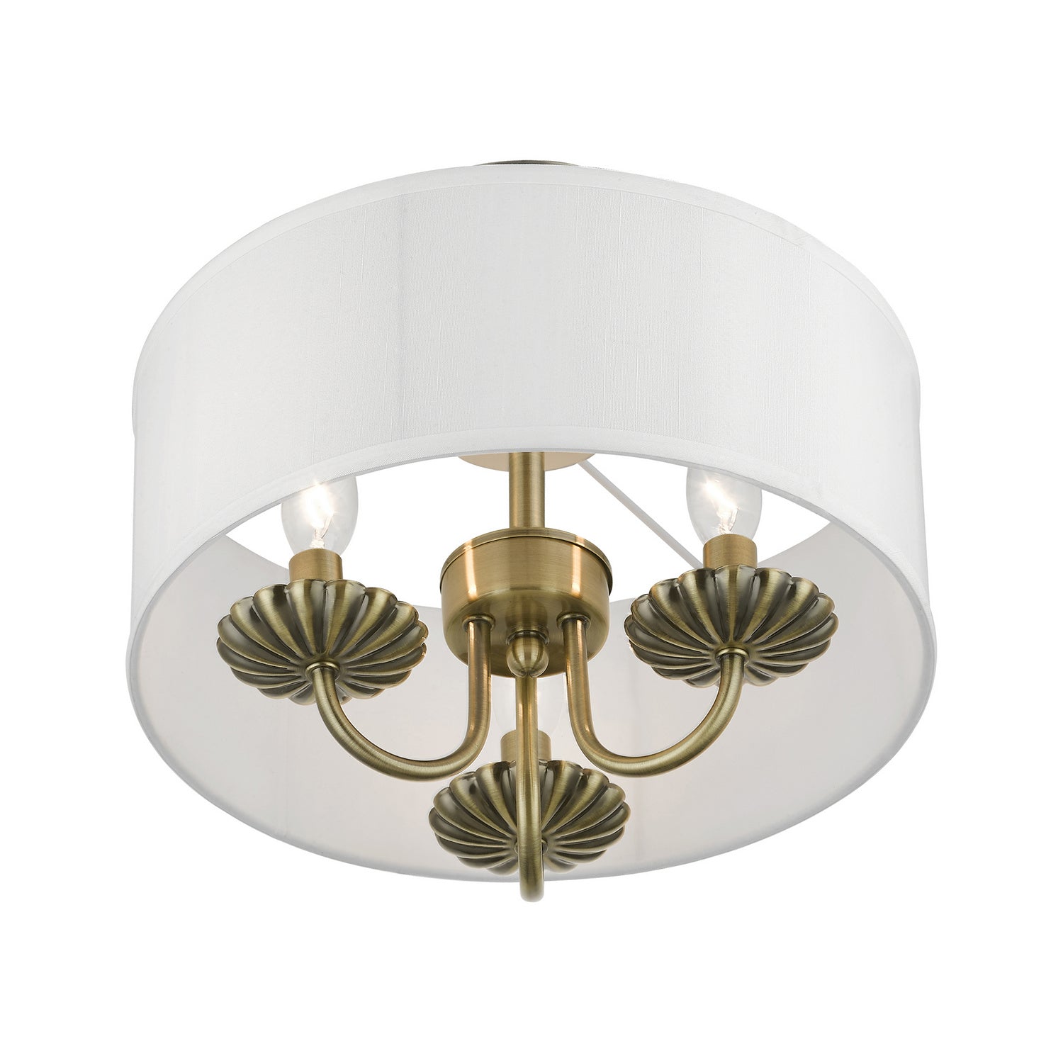 Livex Lighting - 42987-01 - Three Light Semi-Flush Mount - Brookdale - Antique Brass