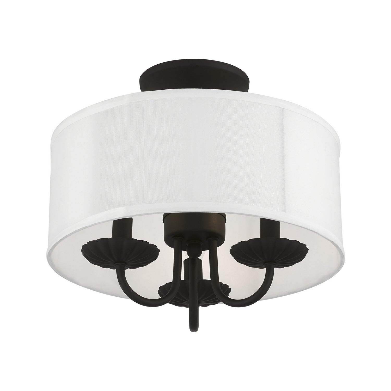Livex Lighting - 42987-04 - Three Light Semi-Flush Mount - Brookdale - Black