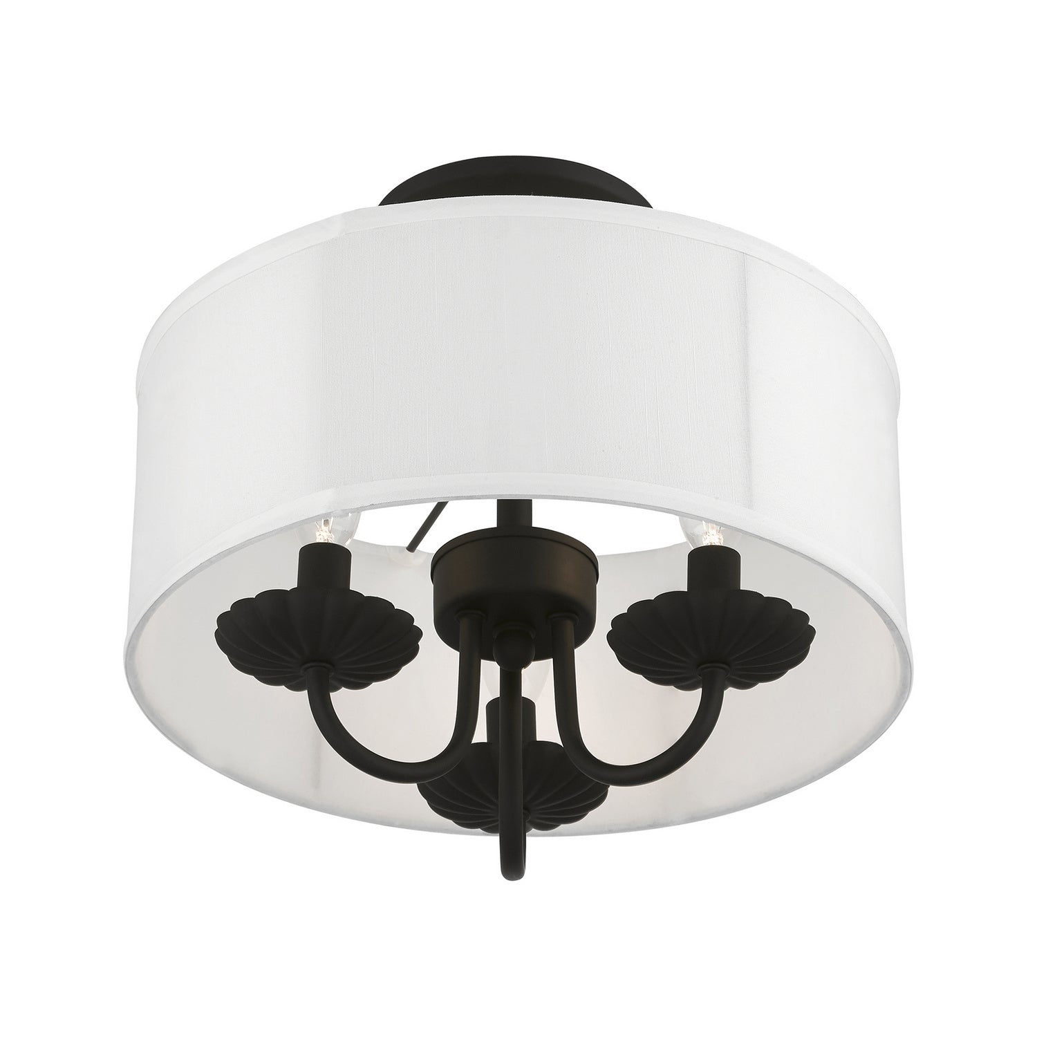 Livex Lighting - 42987-04 - Three Light Semi-Flush Mount - Brookdale - Black