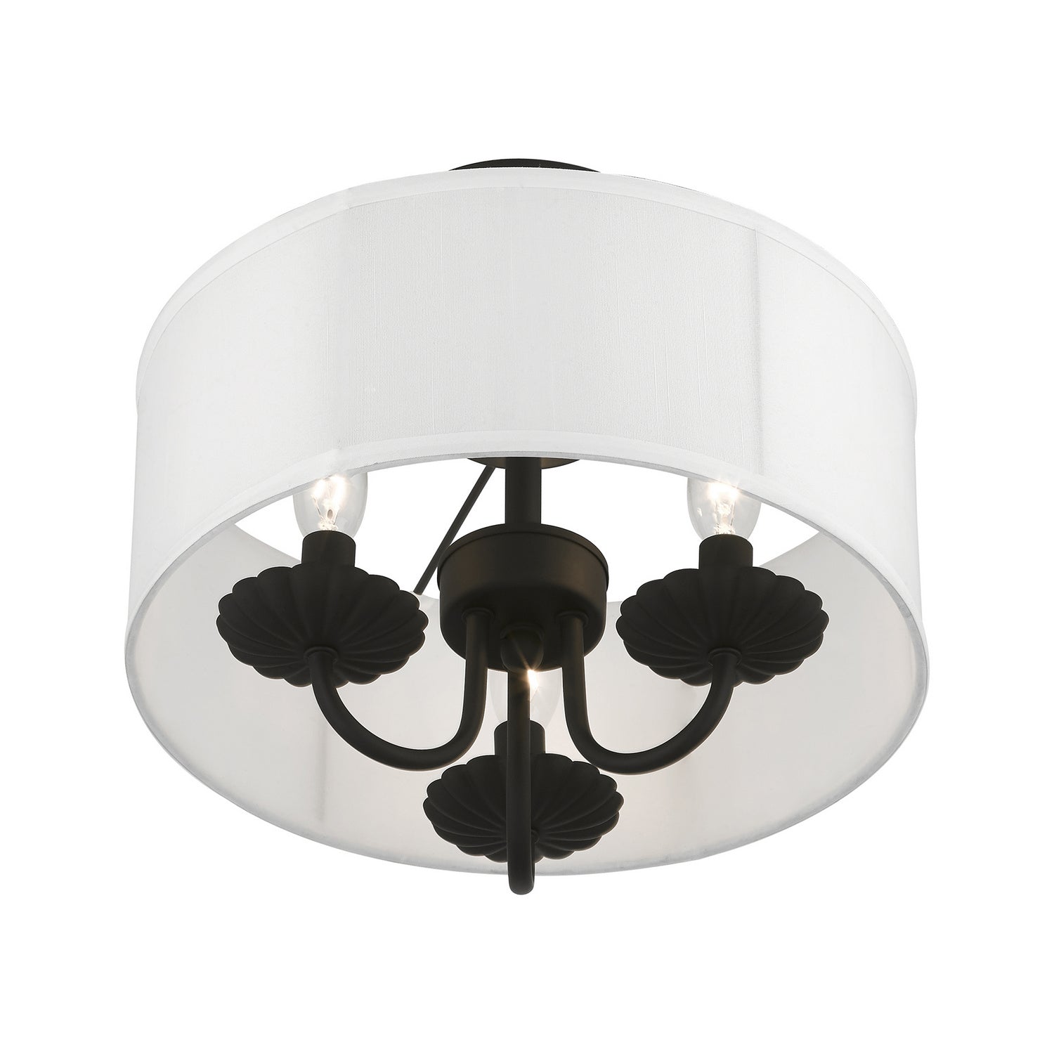 Livex Lighting - 42987-04 - Three Light Semi-Flush Mount - Brookdale - Black