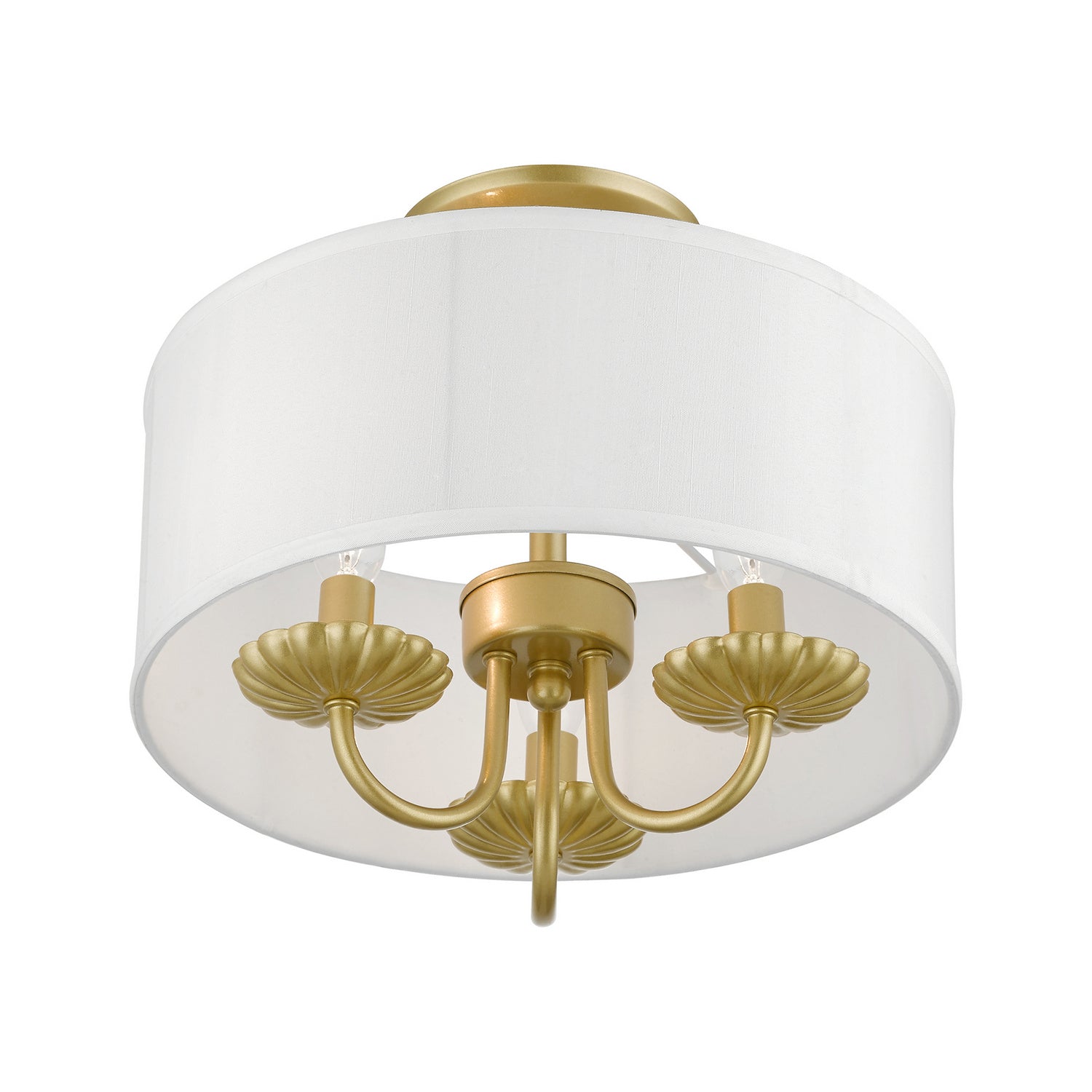 Livex Lighting - 42987-33 - Three Light Semi-Flush Mount - Brookdale - Soft Gold