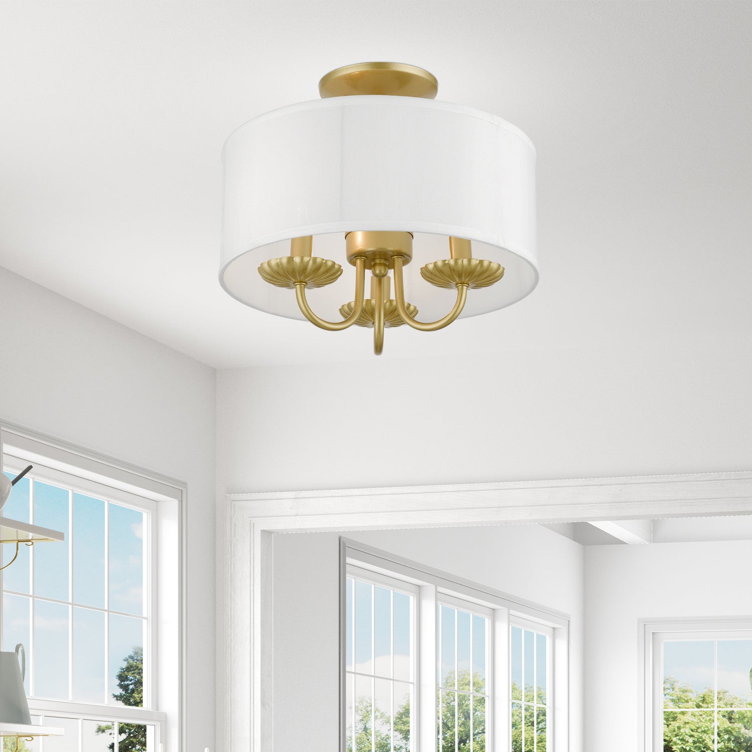 Livex Lighting - 42987-33 - Three Light Semi-Flush Mount - Brookdale - Soft Gold