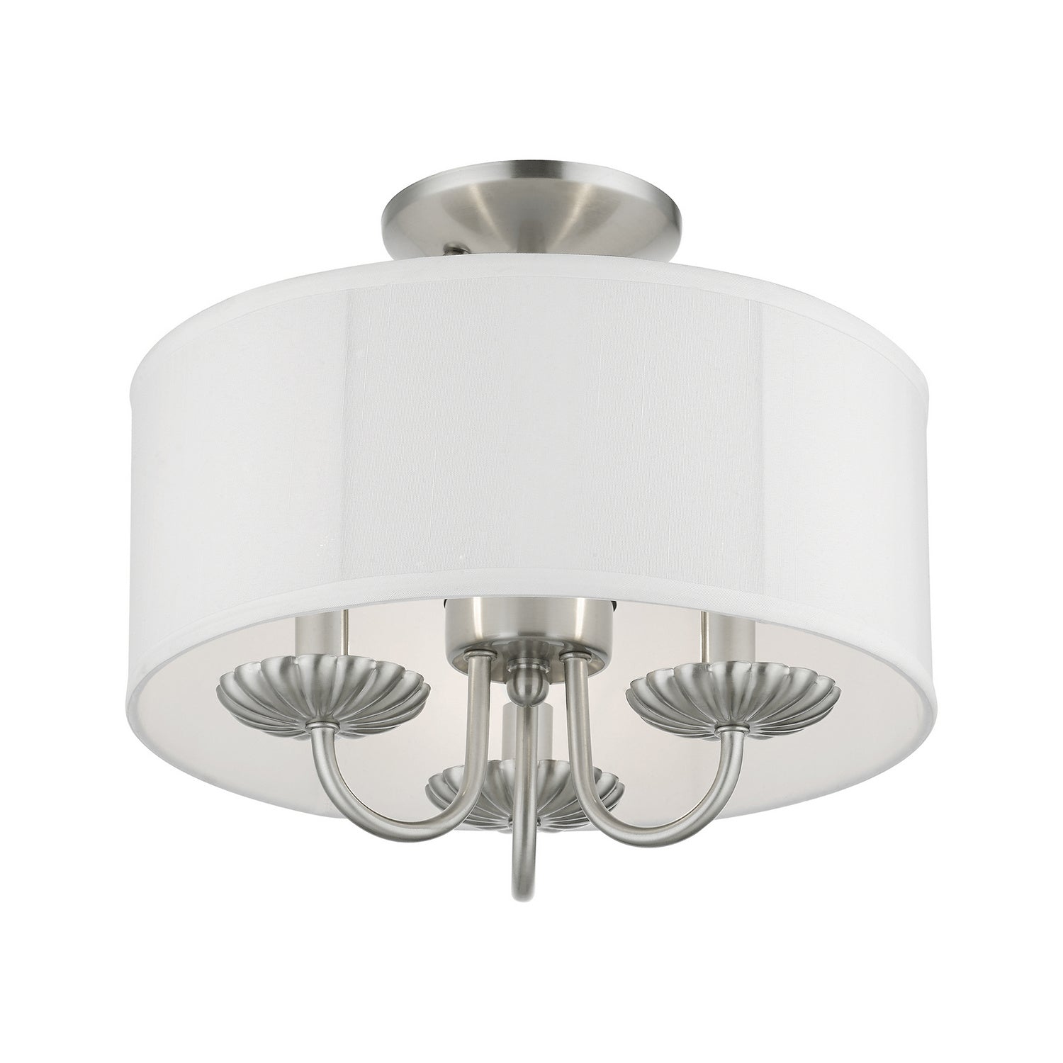Livex Lighting - 42987-91 - Three Light Semi-Flush Mount - Brookdale - Brushed Nickel