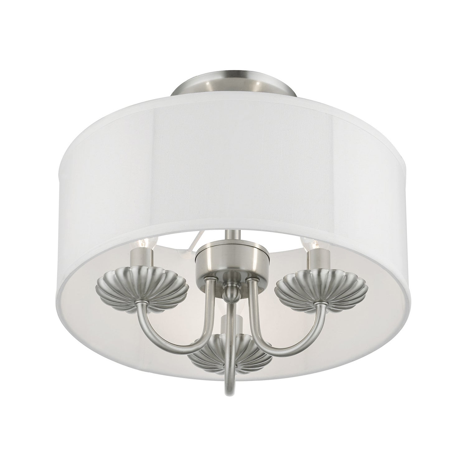 Livex Lighting - 42987-91 - Three Light Semi-Flush Mount - Brookdale - Brushed Nickel