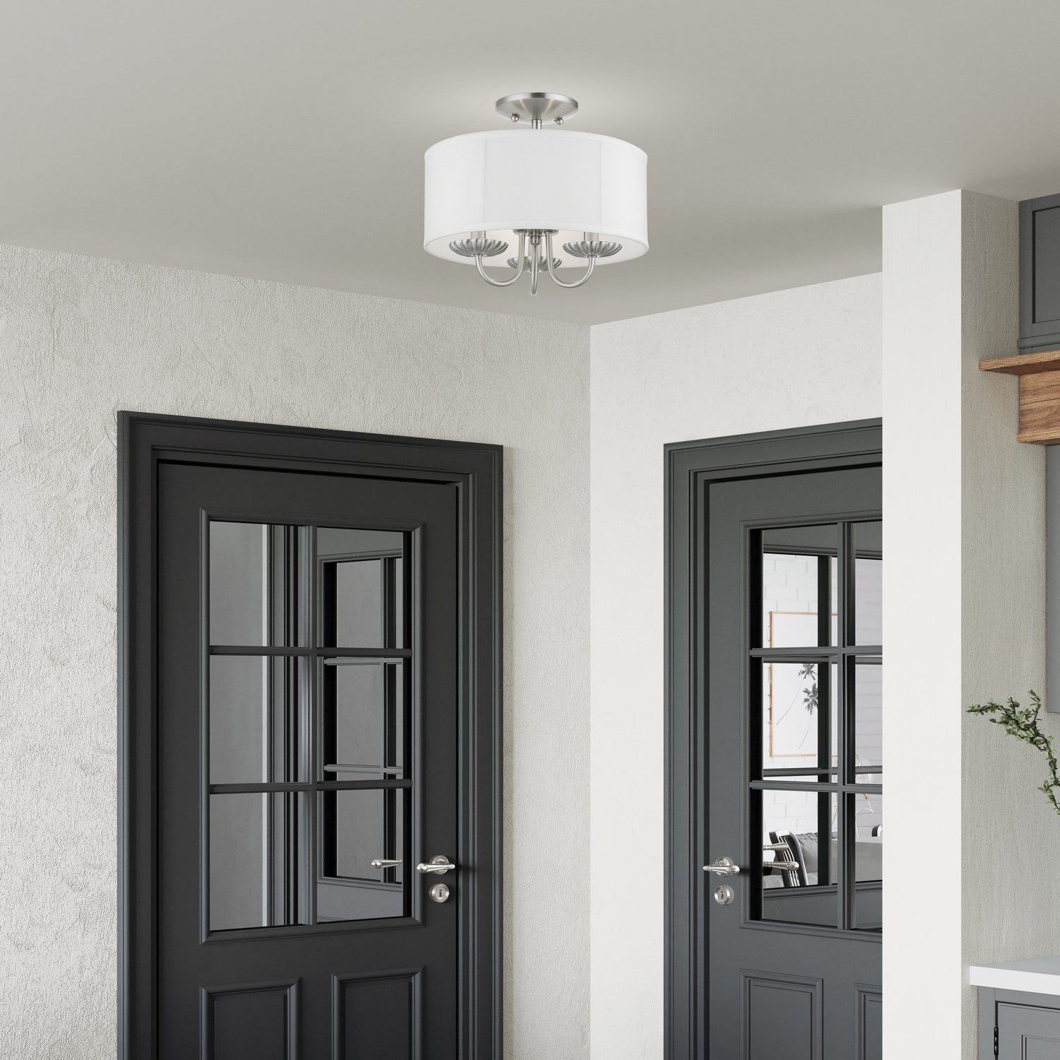Livex Lighting - 42987-91 - Three Light Semi-Flush Mount - Brookdale - Brushed Nickel