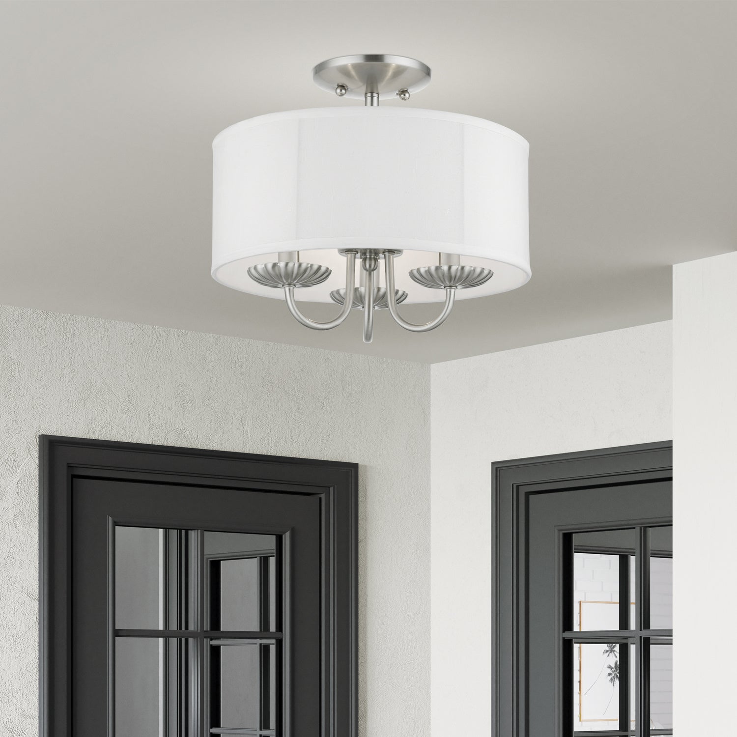 Livex Lighting - 42987-91 - Three Light Semi-Flush Mount - Brookdale - Brushed Nickel