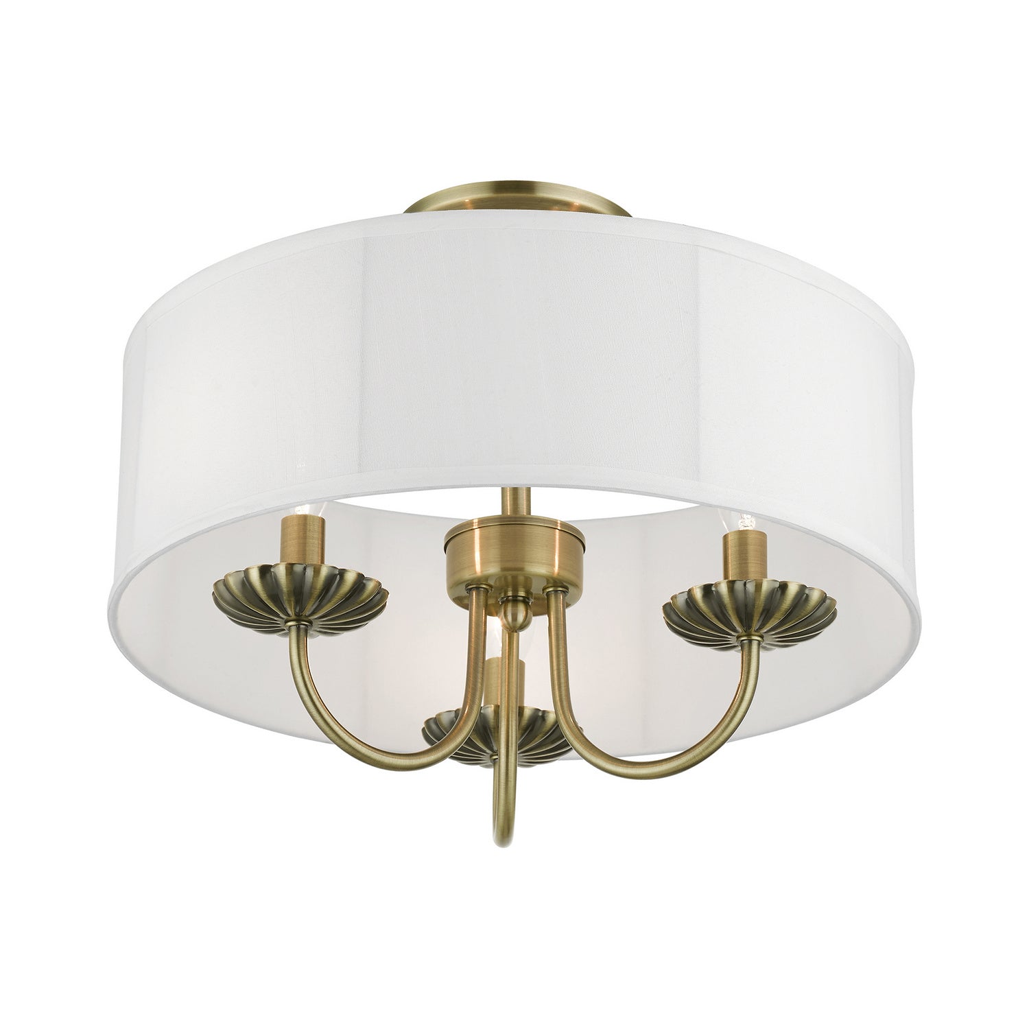 Livex Lighting - 42989-01 - Three Light Semi-Flush Mount - Brookdale - Antique Brass