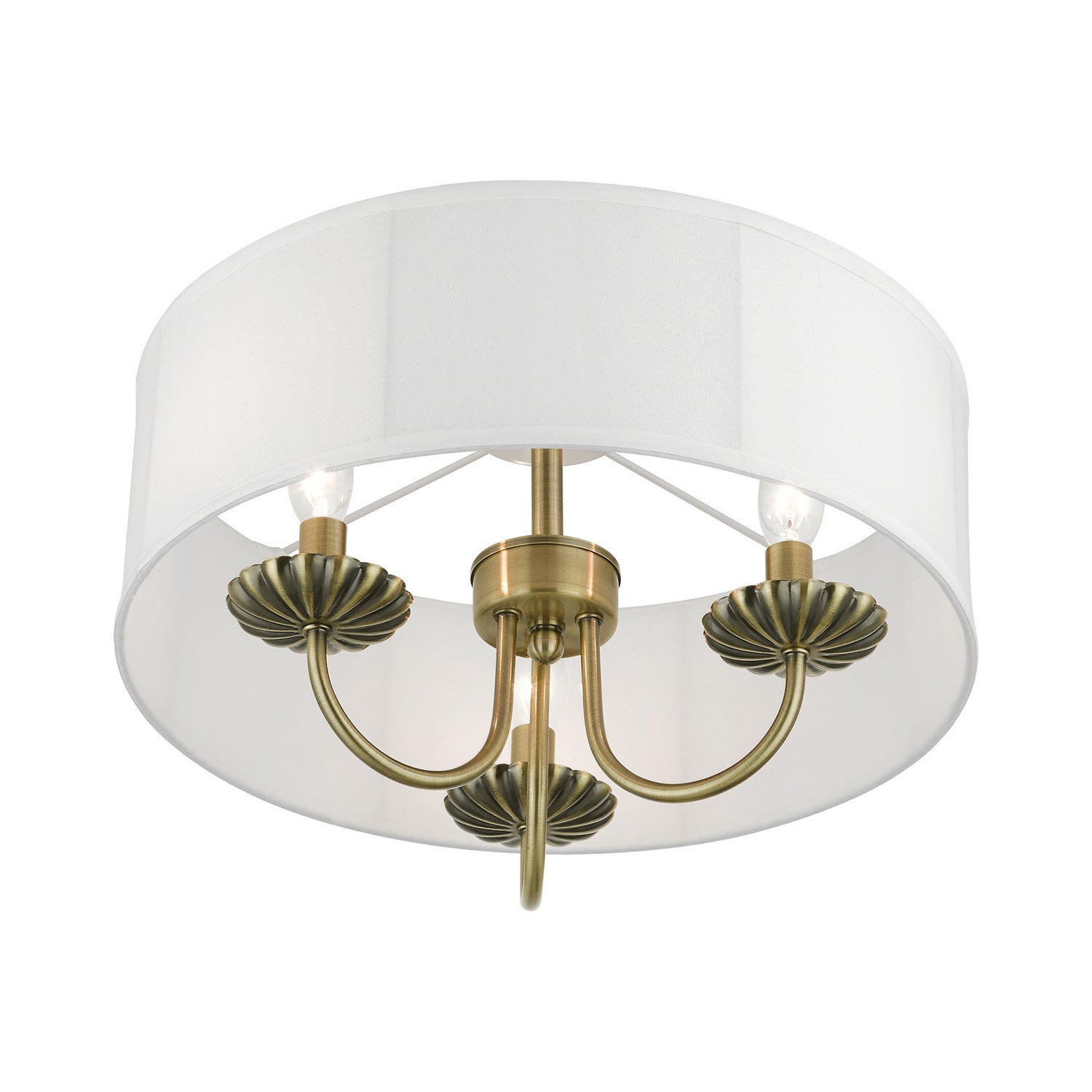 Livex Lighting - 42989-01 - Three Light Semi-Flush Mount - Brookdale - Antique Brass
