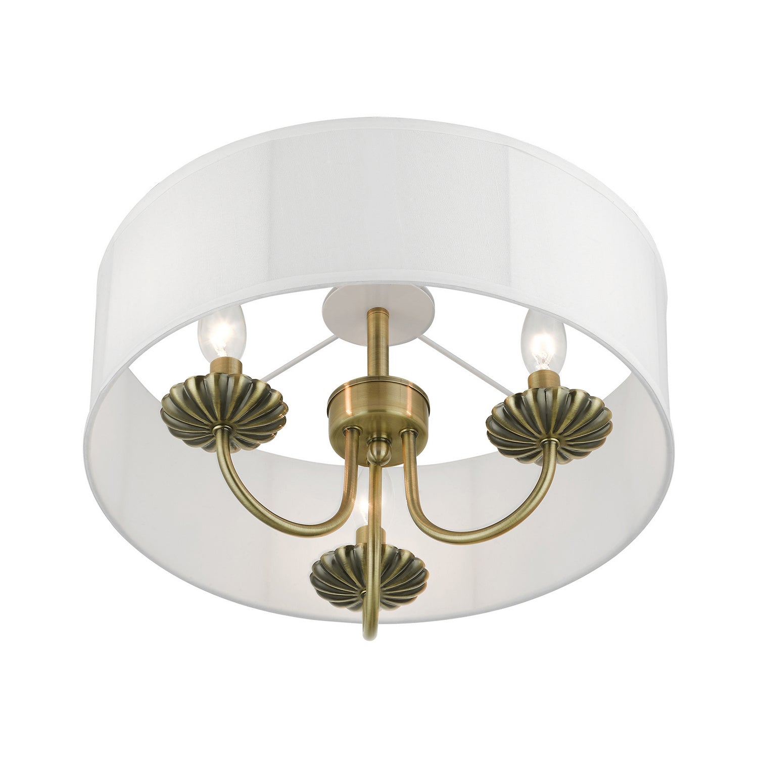 Livex Lighting - 42989-01 - Three Light Semi-Flush Mount - Brookdale - Antique Brass