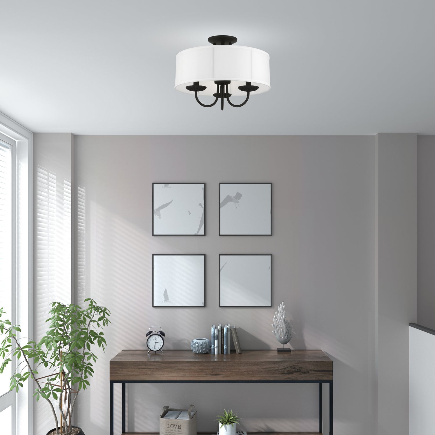 Livex Lighting - 42989-04 - Three Light Semi-Flush Mount - Brookdale - Black