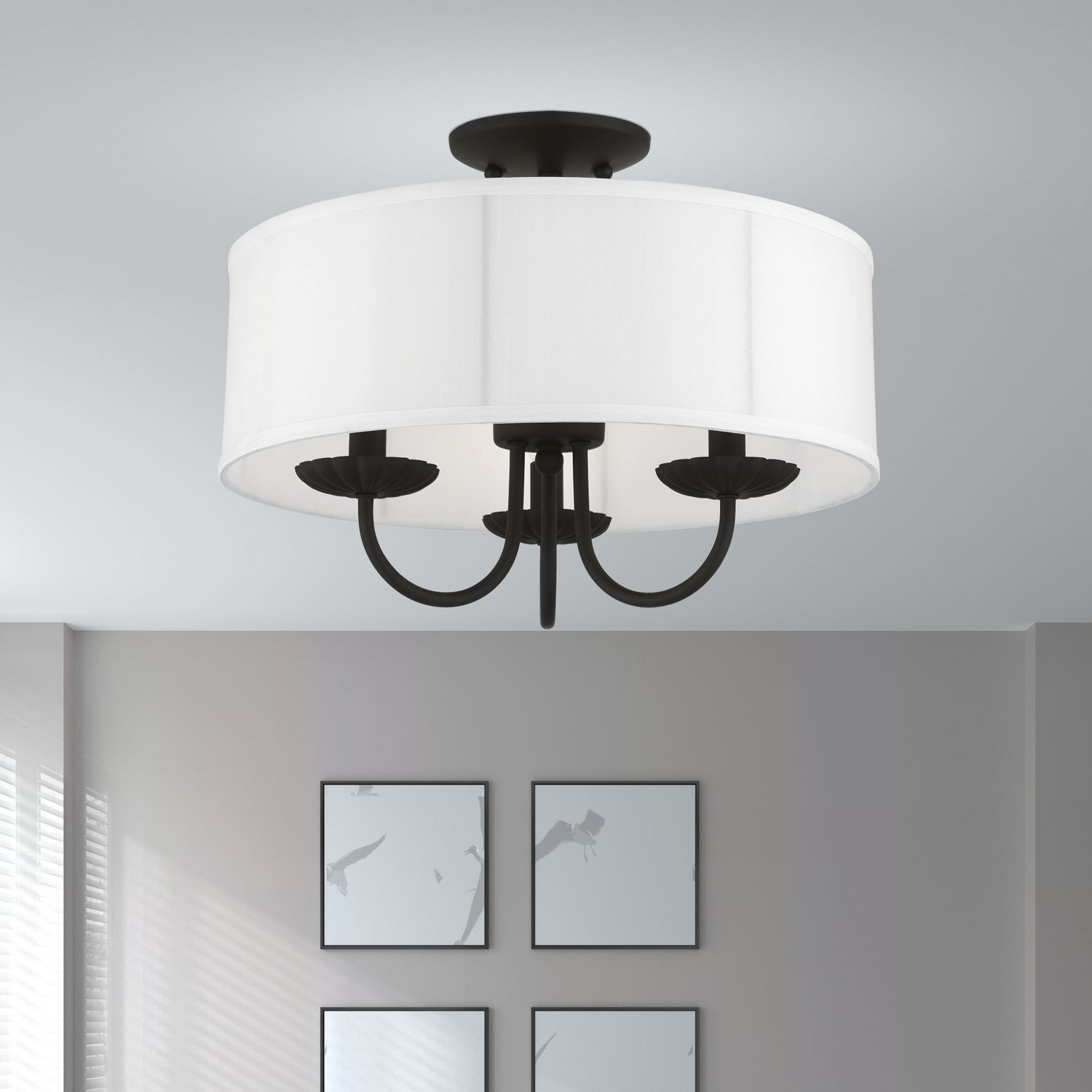 Livex Lighting - 42989-04 - Three Light Semi-Flush Mount - Brookdale - Black