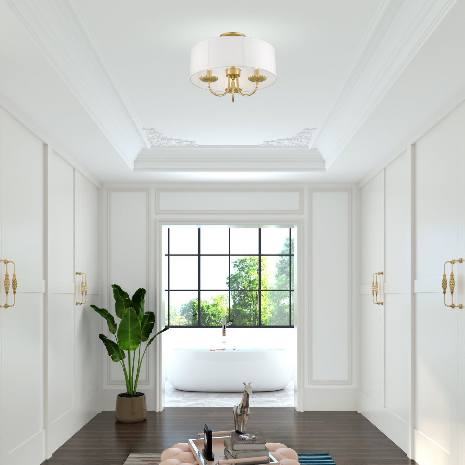 Livex Lighting - 42989-33 - Three Light Semi-Flush Mount - Brookdale - Soft Gold