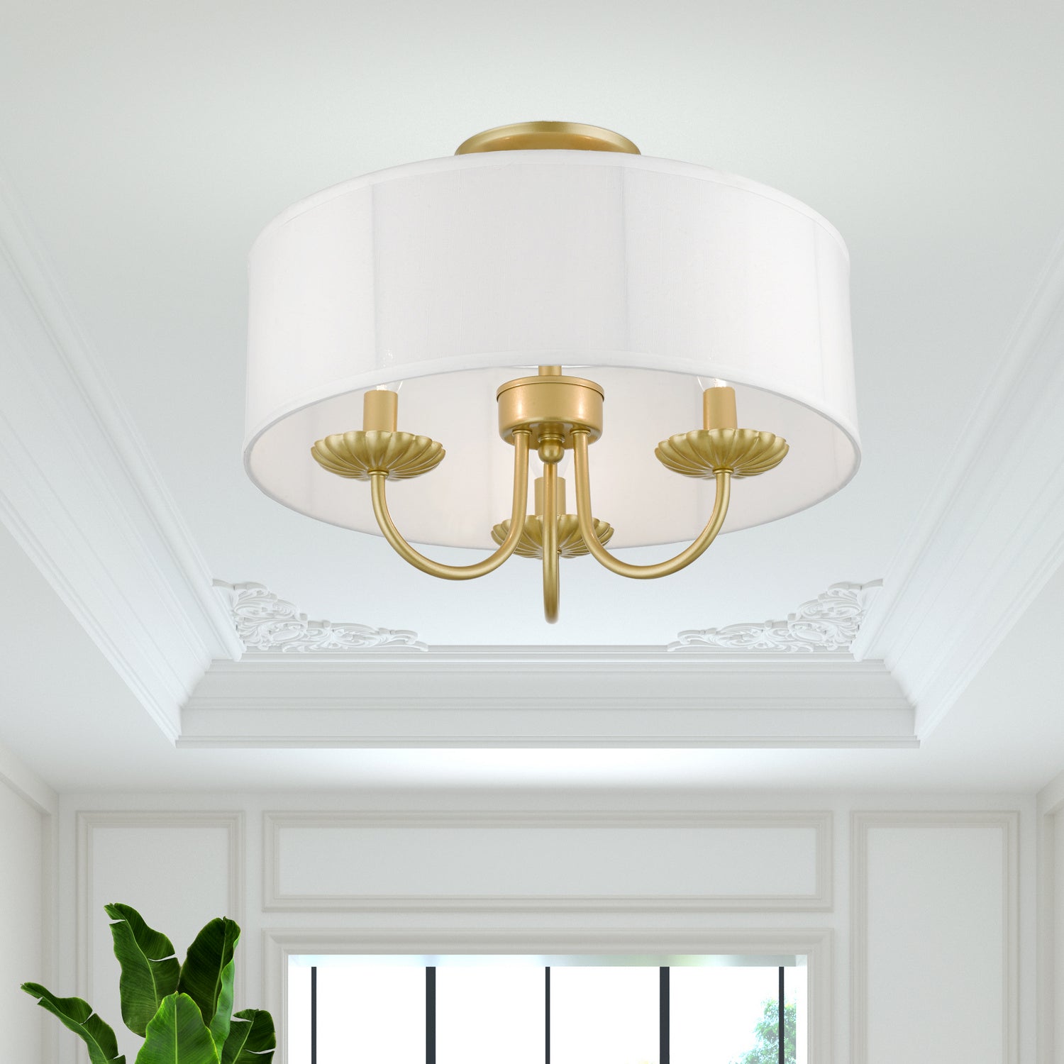 Livex Lighting - 42989-33 - Three Light Semi-Flush Mount - Brookdale - Soft Gold