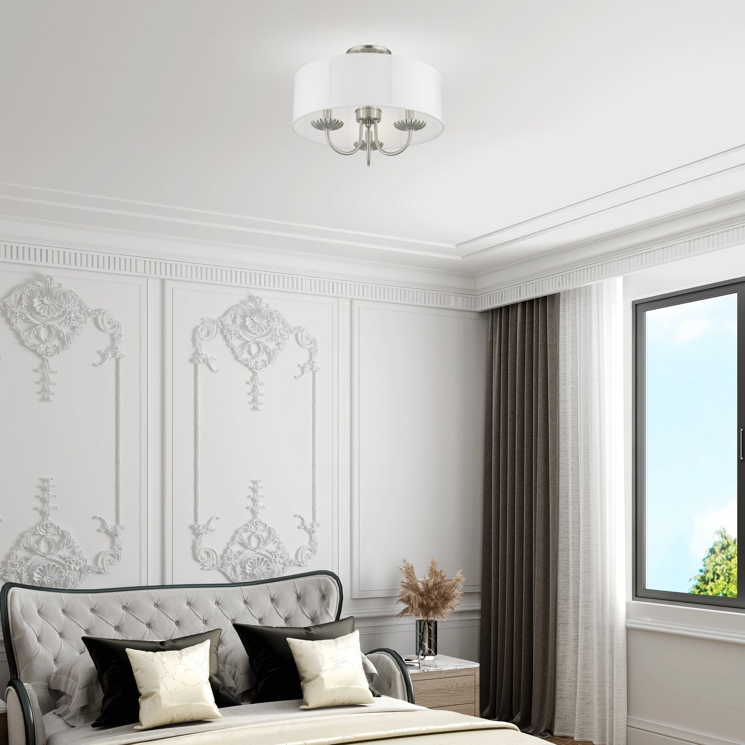 Livex Lighting - 42989-91 - Three Light Semi-Flush Mount - Brookdale - Brushed Nickel