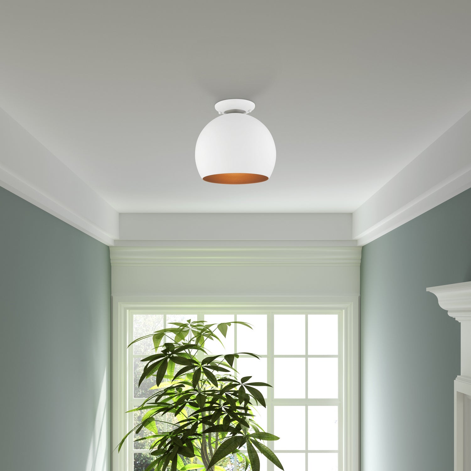 Livex Lighting - 43390-03 - One Light Semi-Flush Mount - Piedmont - White w/ Brushed Nickels