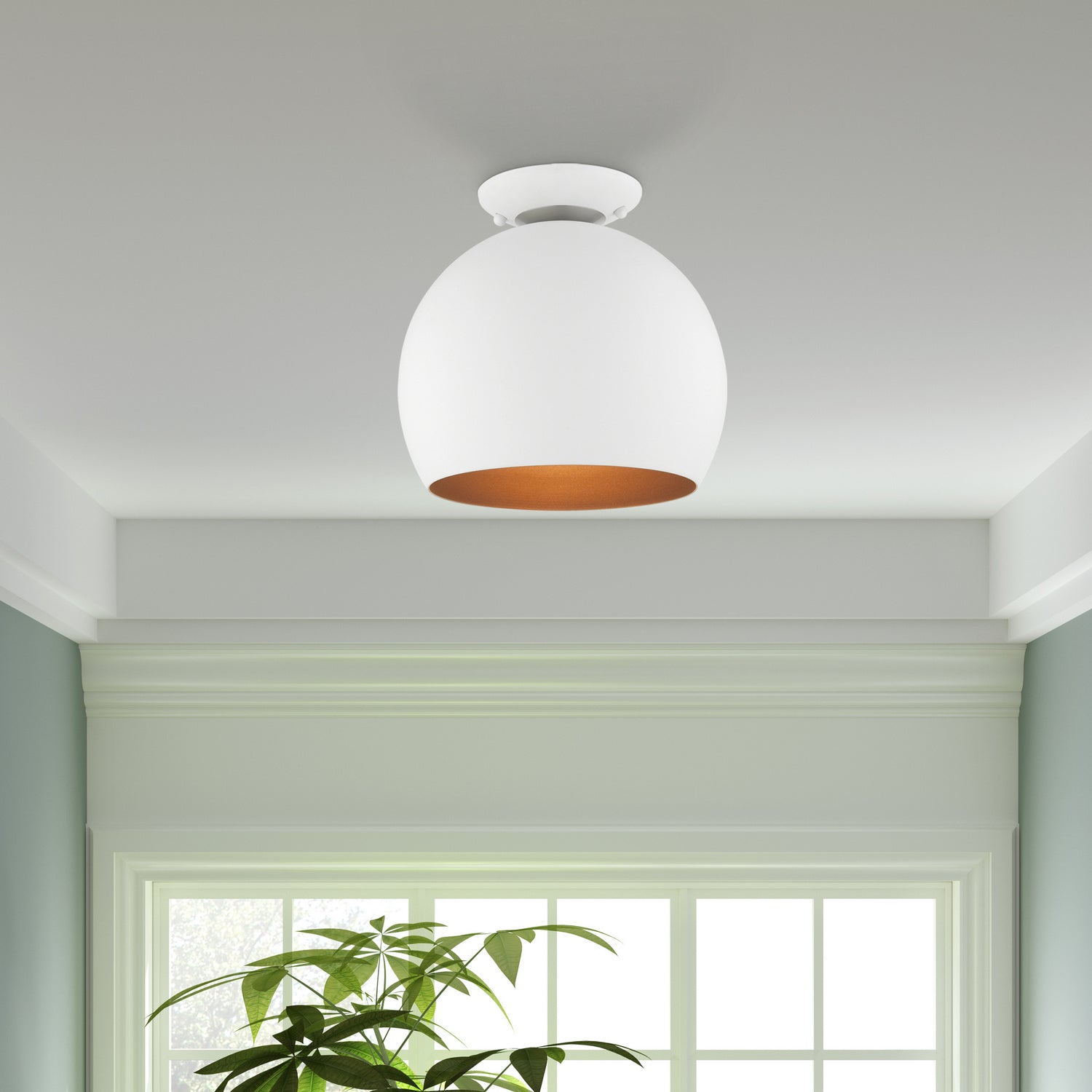 Livex Lighting - 43390-03 - One Light Semi-Flush Mount - Piedmont - White w/ Brushed Nickels