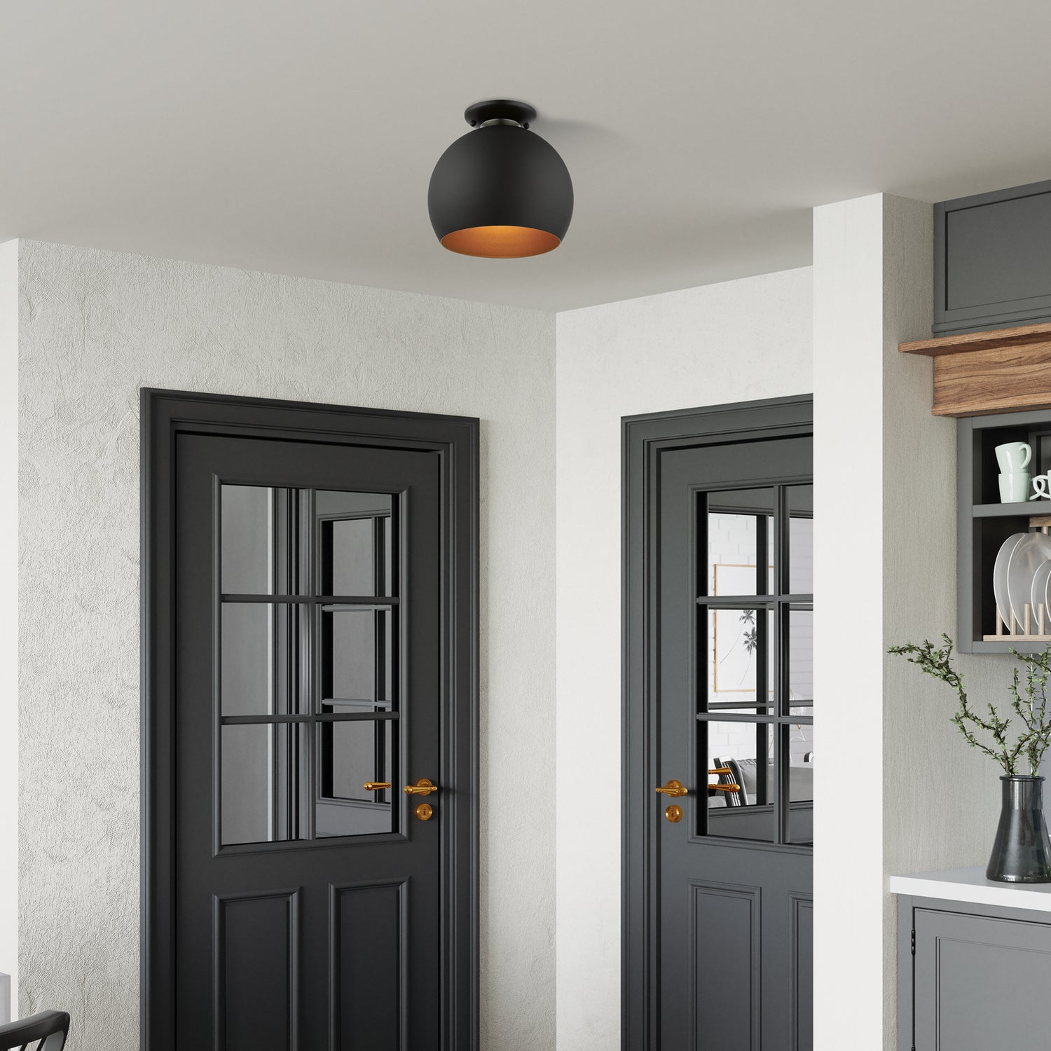 Livex Lighting - 43390-04 - One Light Semi-Flush Mount - Piedmont - Black w/ Brushed Nickels