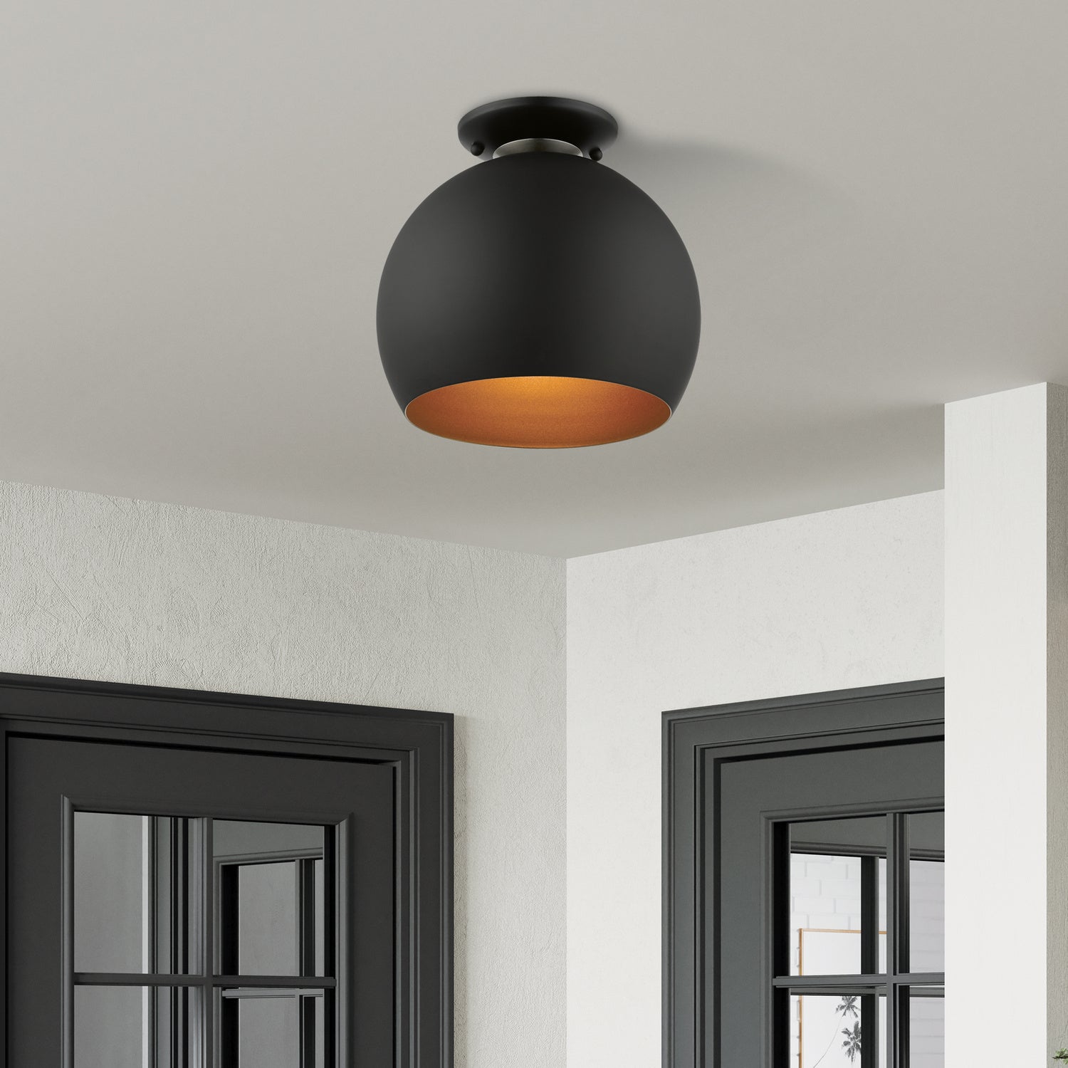 Livex Lighting - 43390-04 - One Light Semi-Flush Mount - Piedmont - Black w/ Brushed Nickels