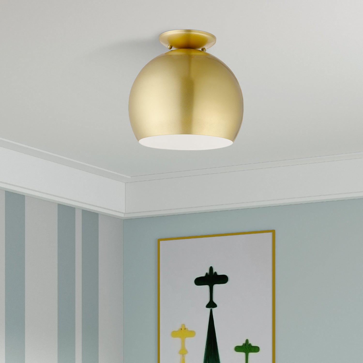 Livex Lighting - 43390-33 - One Light Semi-Flush Mount - Piedmont - Soft Gold