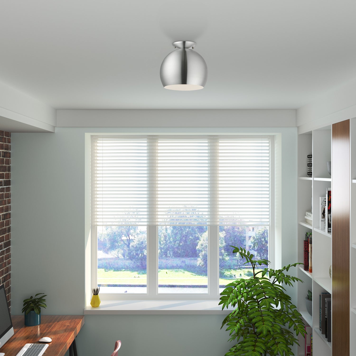 Livex Lighting - 43390-66 - One Light Semi-Flush Mount - Piedmont - Brushed Aluminum