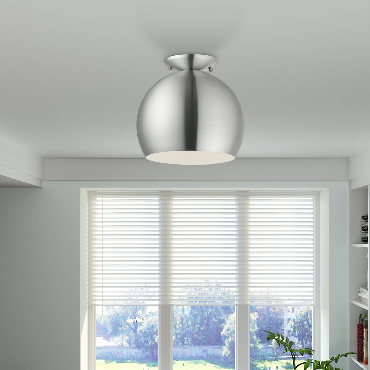 Livex Lighting - 43390-66 - One Light Semi-Flush Mount - Piedmont - Brushed Aluminum