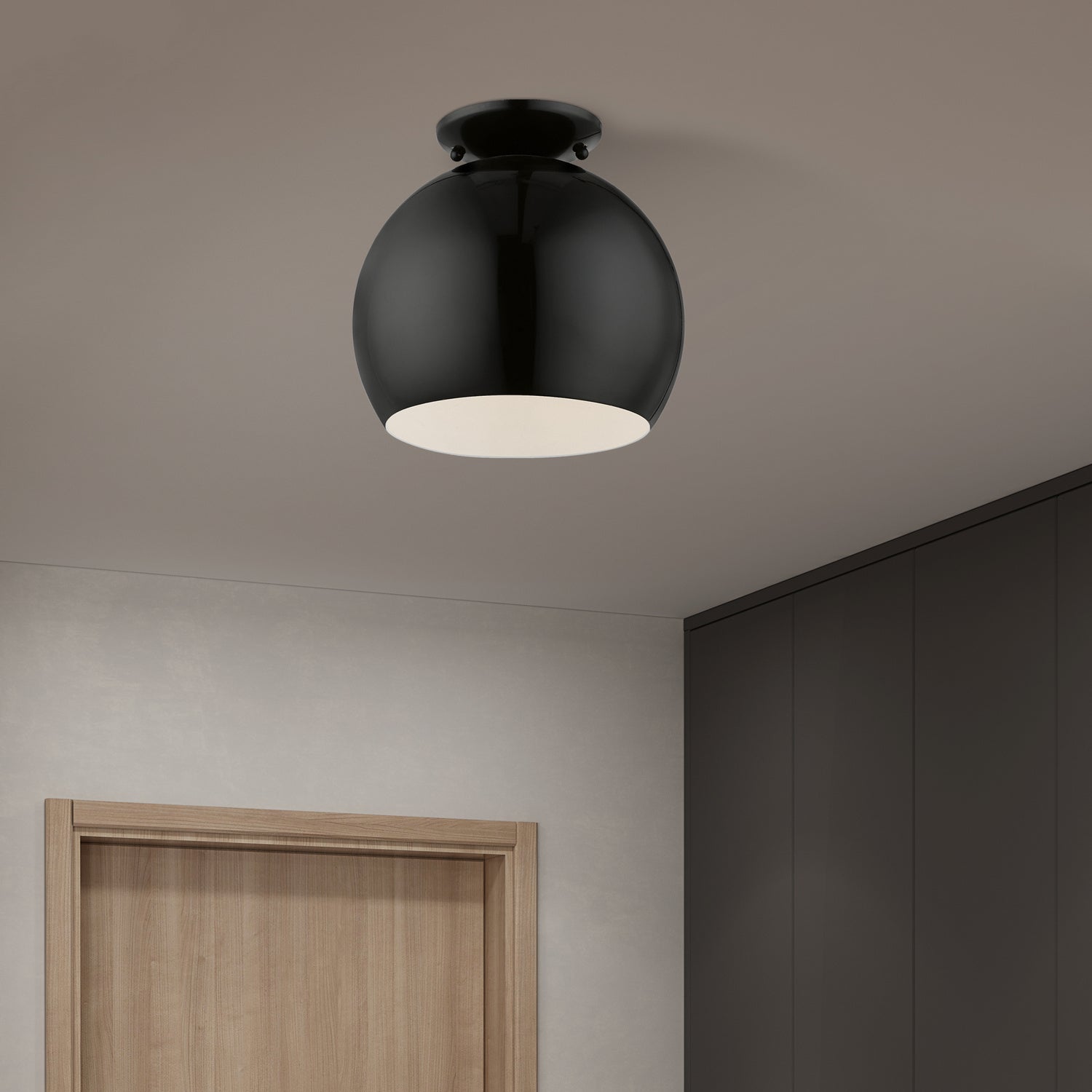 Livex Lighting - 43390-68 - One Light Semi-Flush Mount - Piedmont - Shiny Black