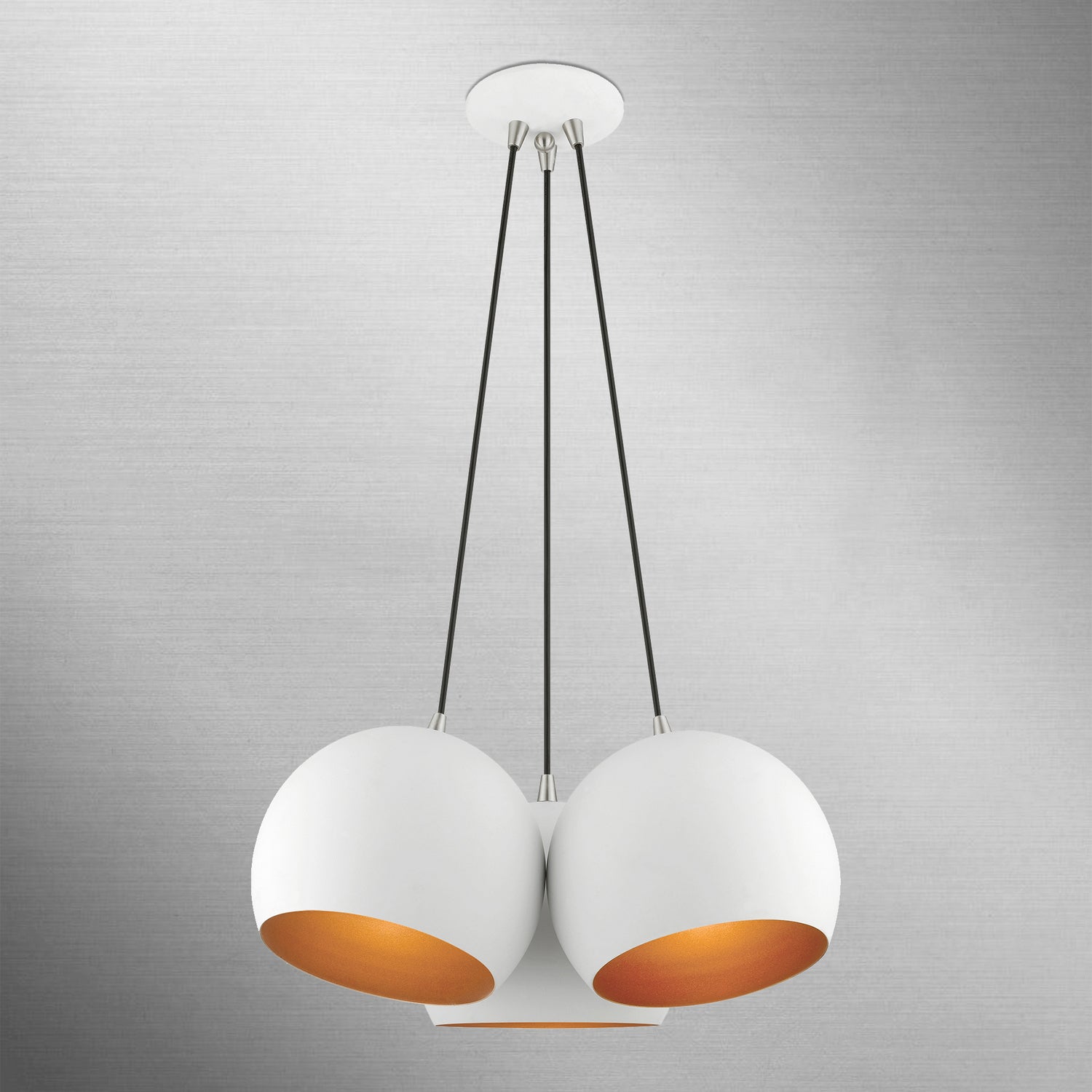Livex Lighting - 43393-03 - Three Light Pendant - Piedmont - White w/ Brushed Nickels