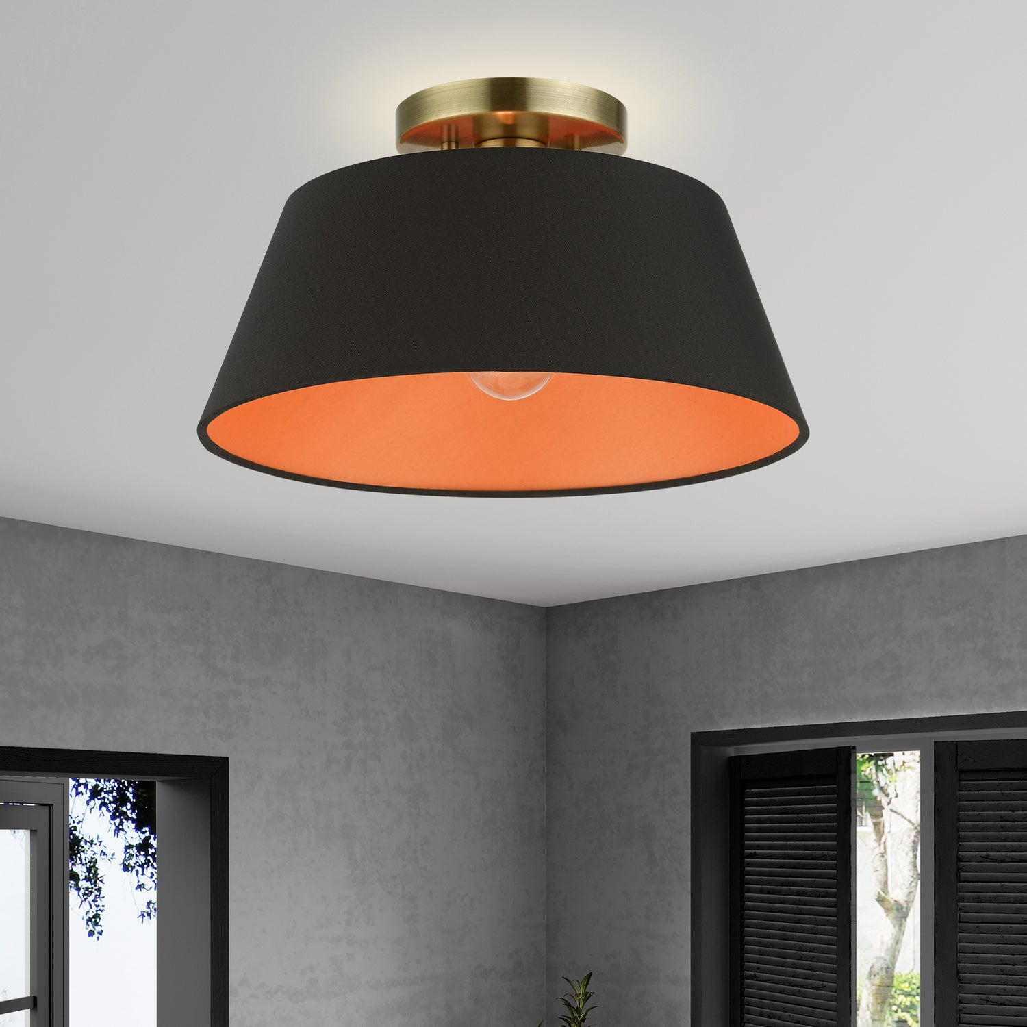 Livex Lighting - 51357-01 - One Light Semi-Flush Mount - Palma - Antique Brass