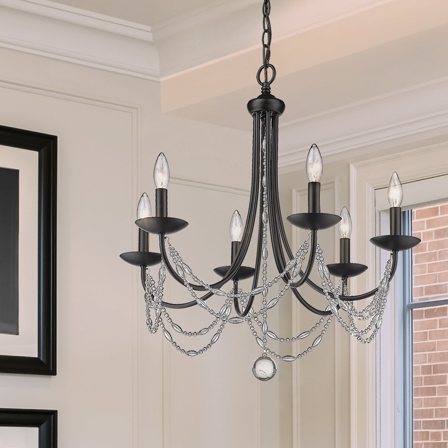 Golden - 7644-6 BLK - Six Light Chandelier - Mirabella - Matte Black