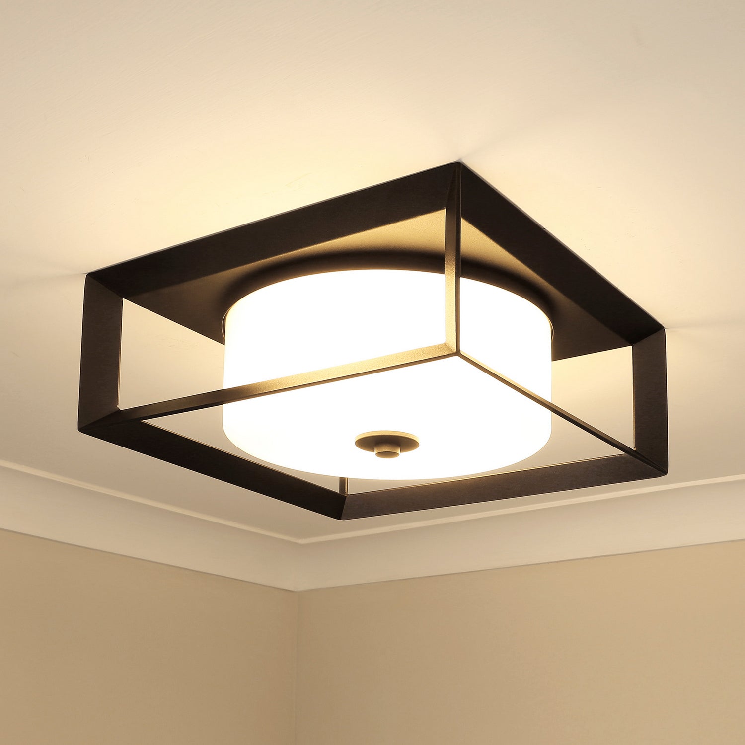 Golden - 2073-OFM NB-OP - Two Light Outdoor Flush Mount - Smyth - Natural Black