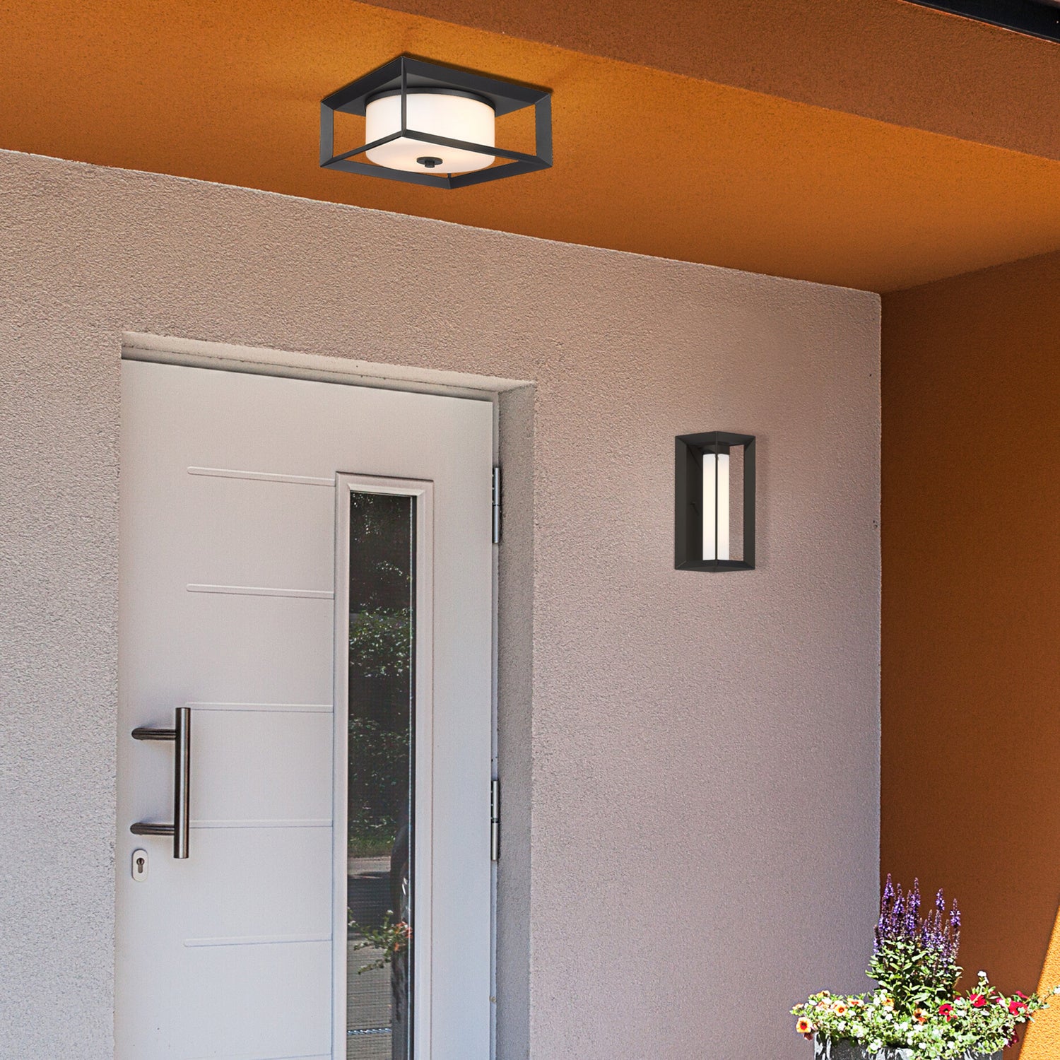 Golden - 2073-OFM NB-OP - Two Light Outdoor Flush Mount - Smyth - Natural Black