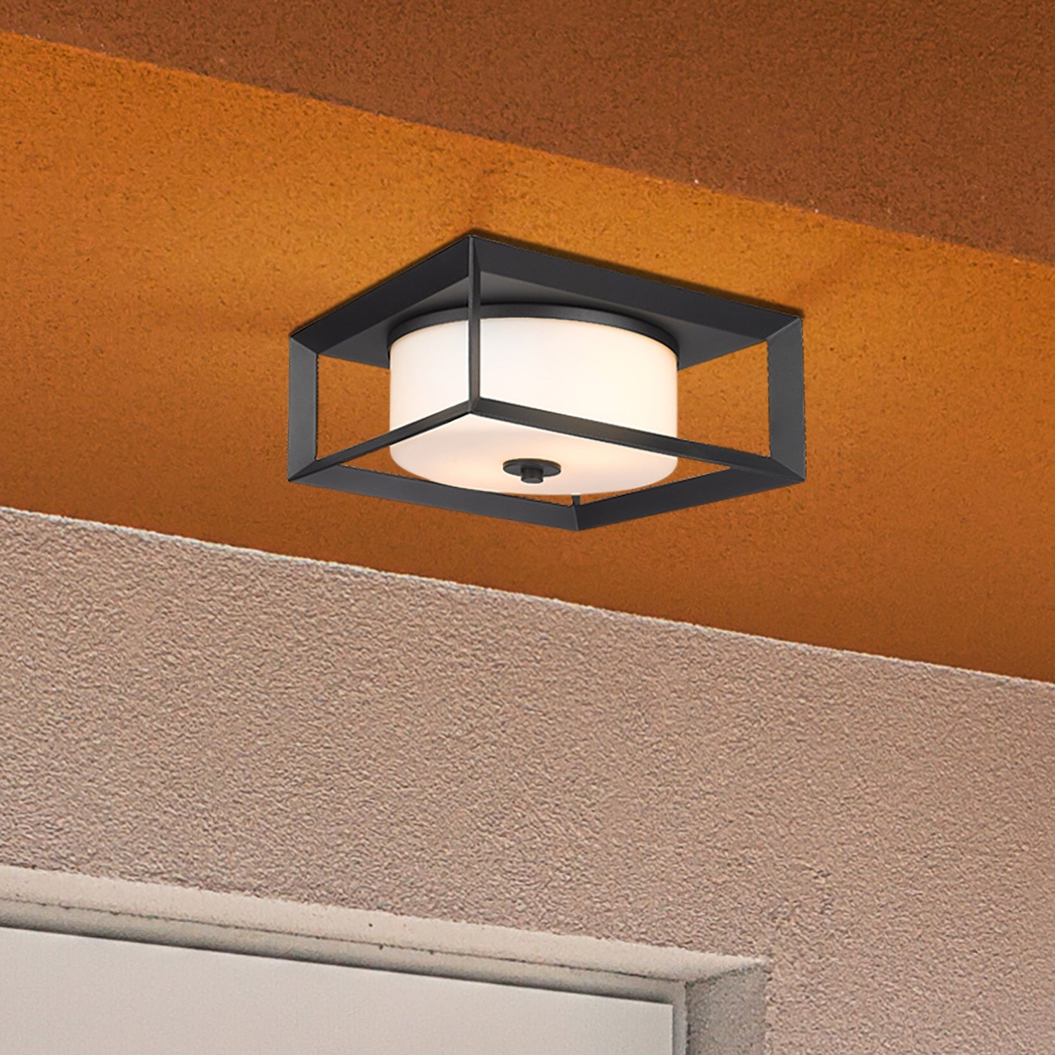 Golden - 2073-OFM NB-OP - Two Light Outdoor Flush Mount - Smyth - Natural Black