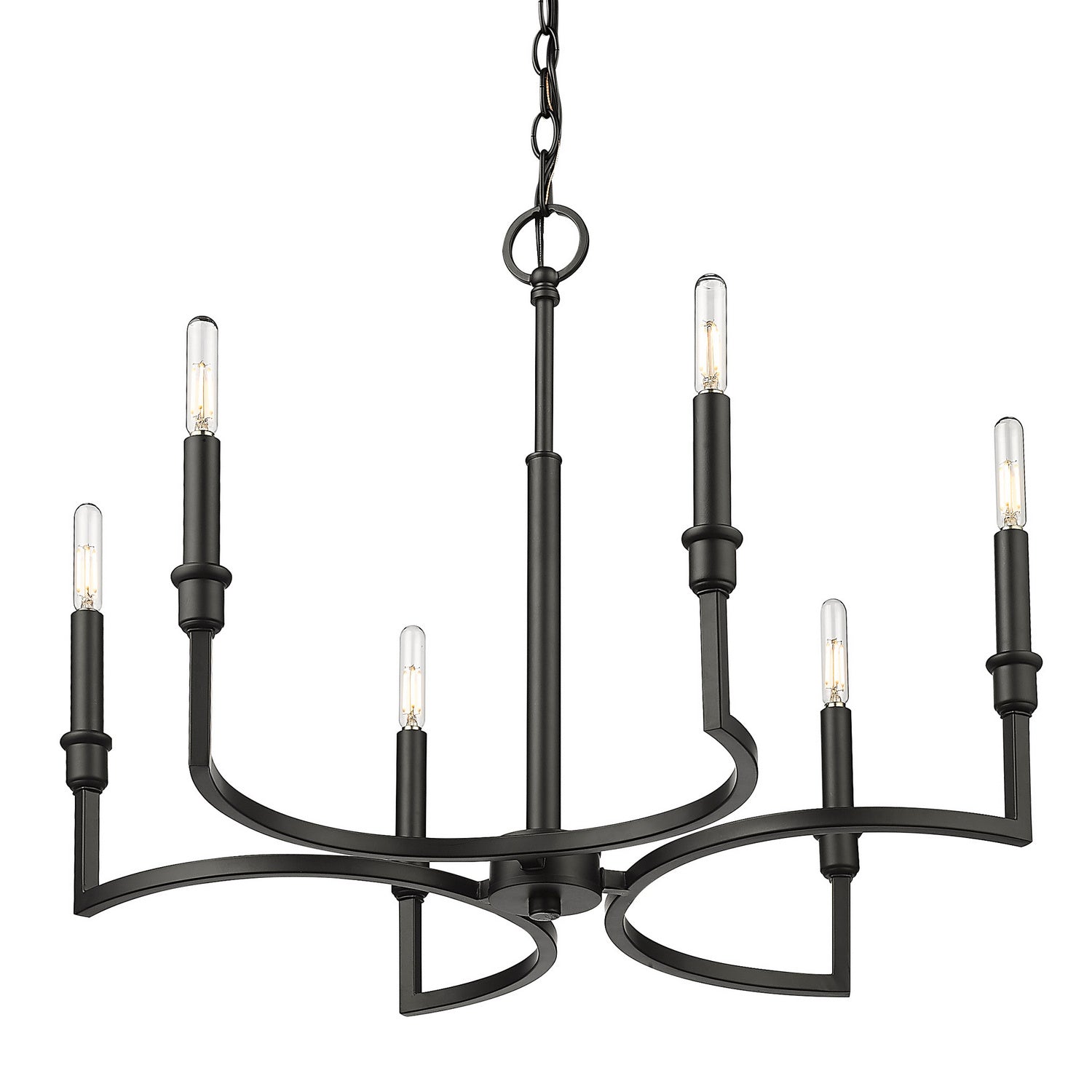 Golden - 8209-6 BLK - Six Light Chandelier - Ellyn - Matte Black