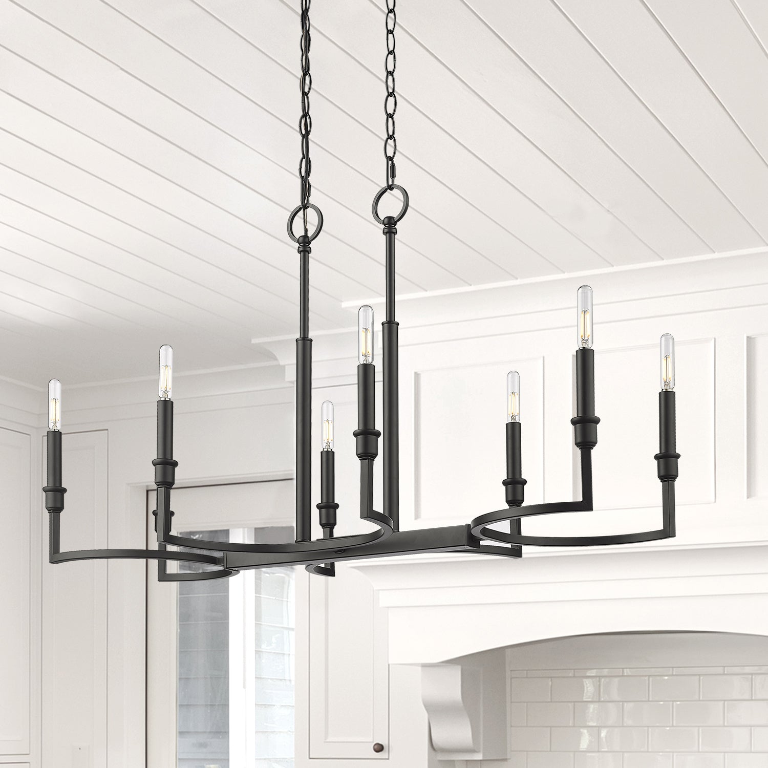 Golden - 8209-LP BLK - Eight Light Linear Pendant - Ellyn - Matte Black
