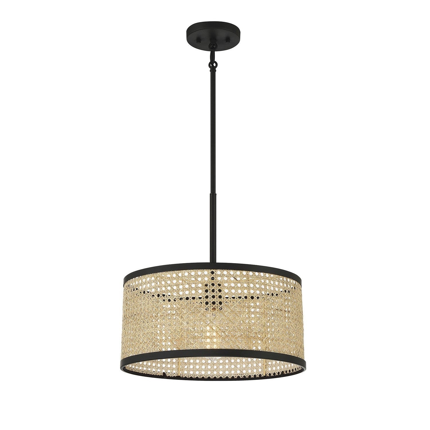 Meridian - M7018MBK - One Light Pendant - Natural Cane with Matte Black