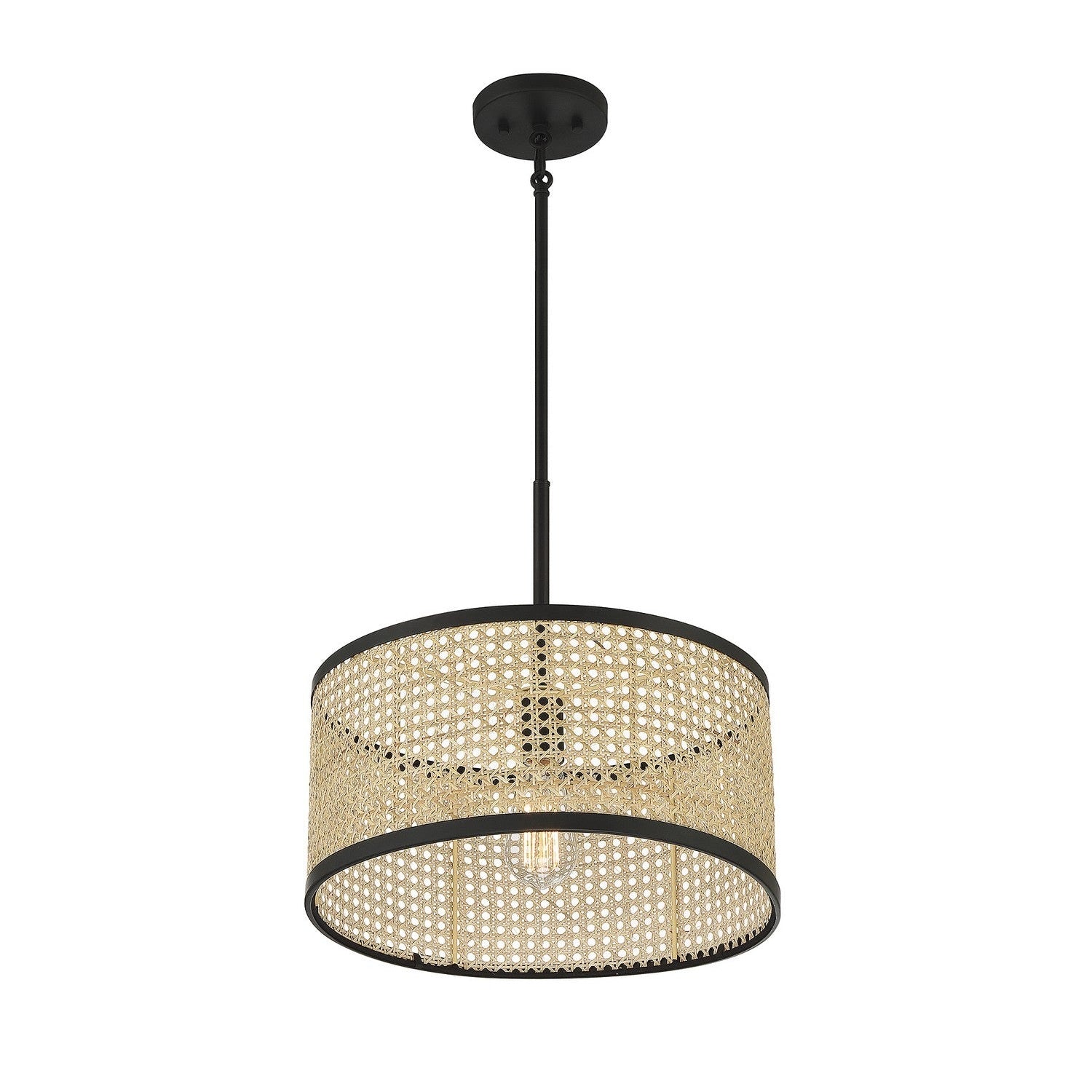 Meridian - M7018MBK - One Light Pendant - Natural Cane with Matte Black